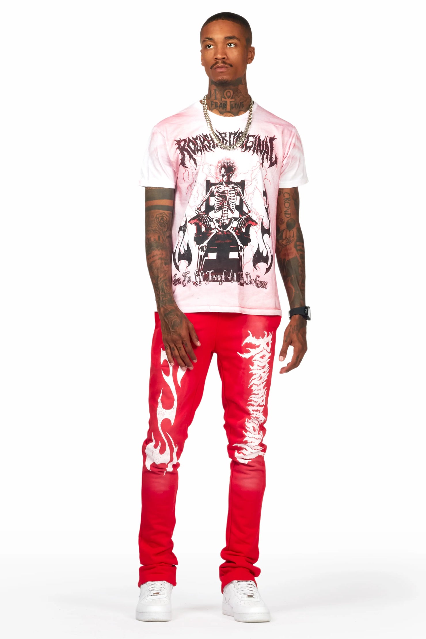 Deathrow Red T-Shirt/Stacked Flare Pant Set