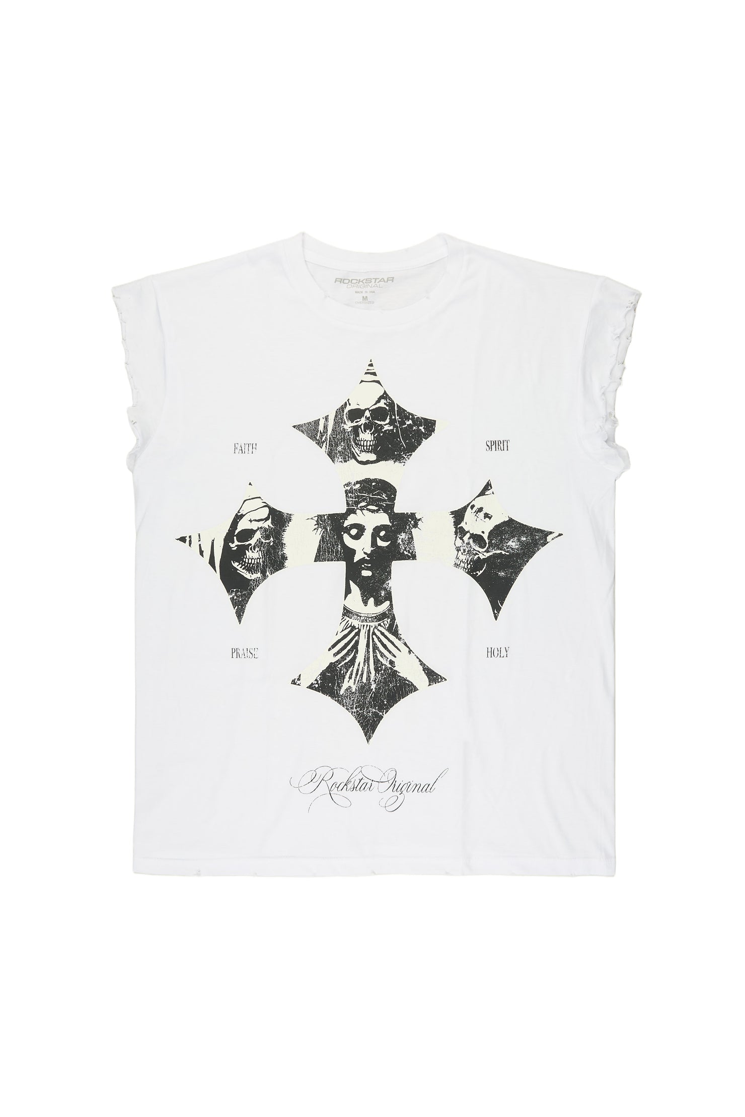Lorzen White Cut off Tee