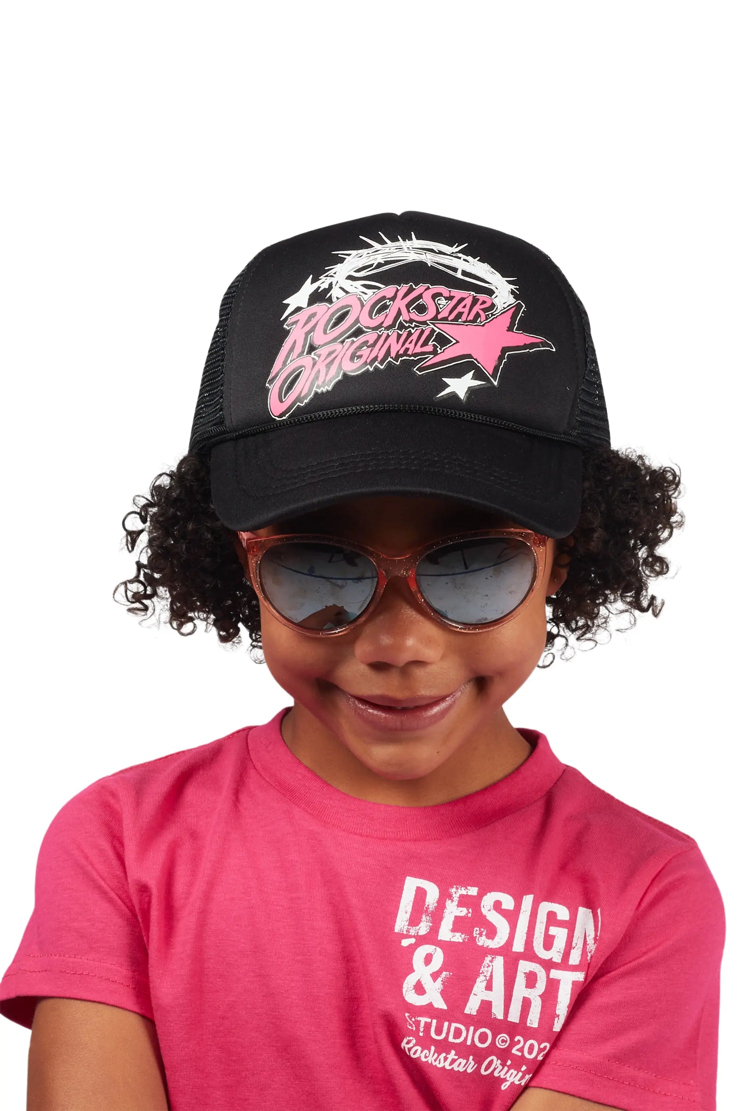 Girls Zabel Black Graphic Trucker Hat