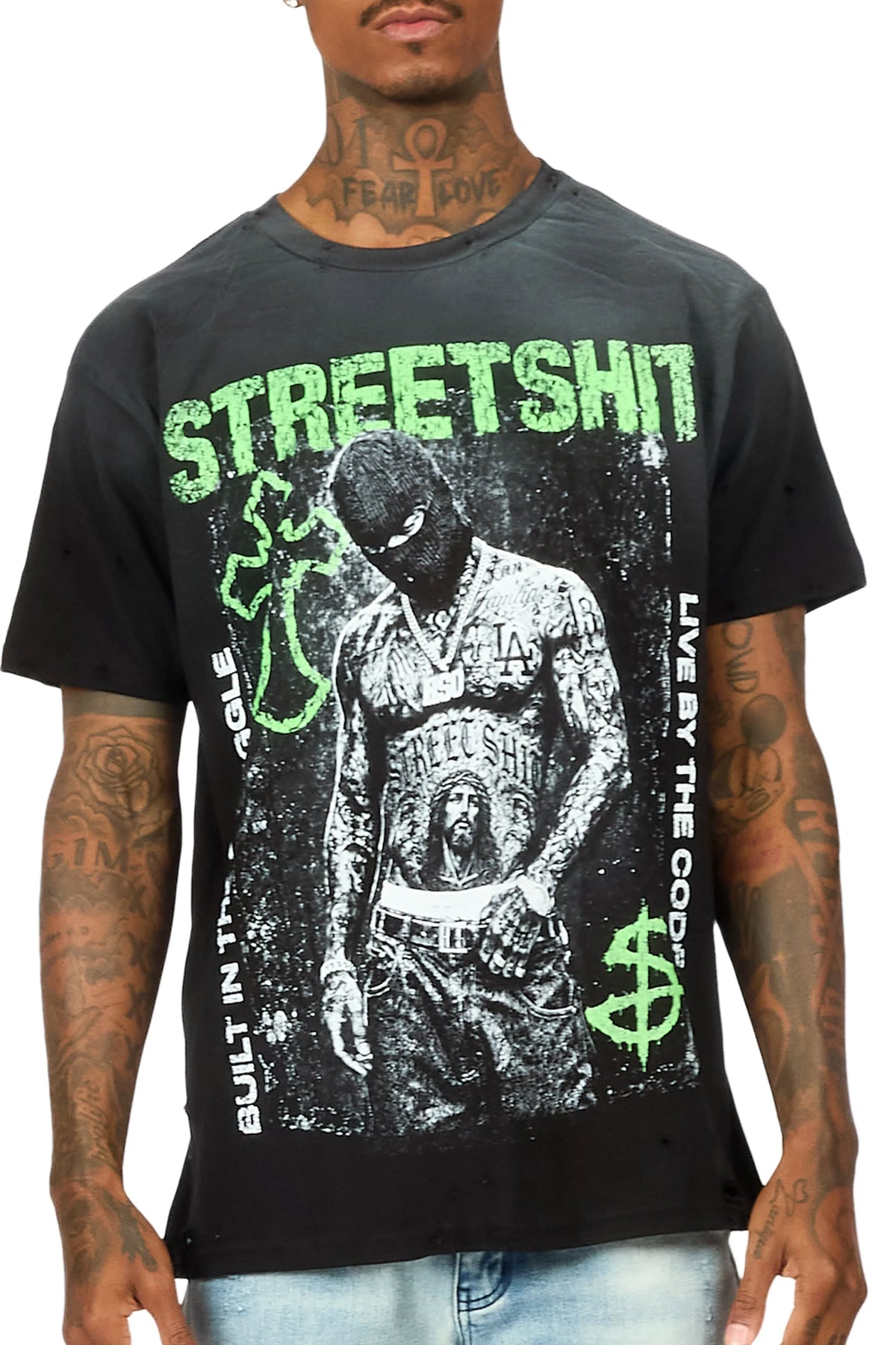 Kace Black Oversized Graphic T-Shirt
