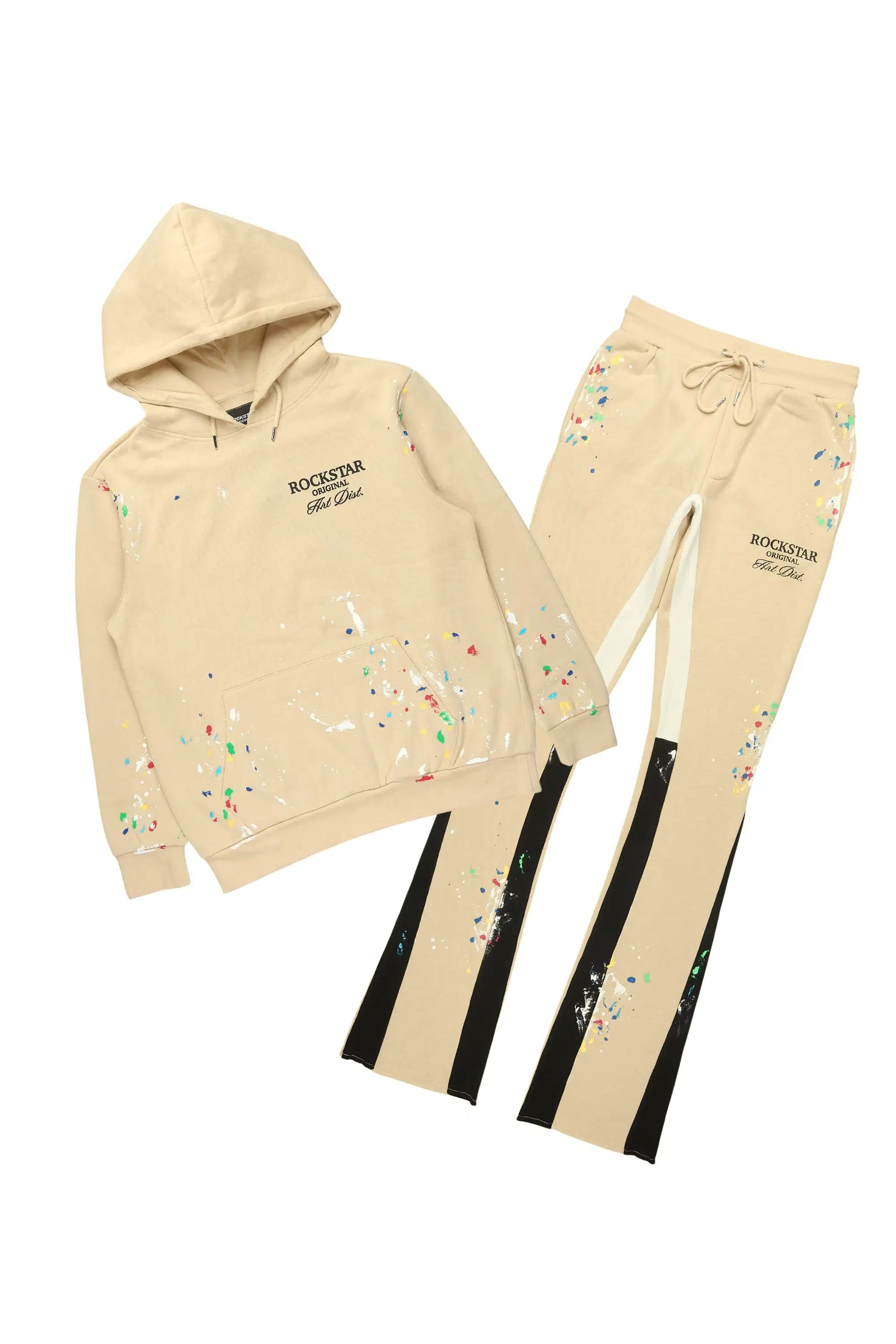 Art Dist 2.0 Beige/Multi Hoodie/Stacked Flare Track Set