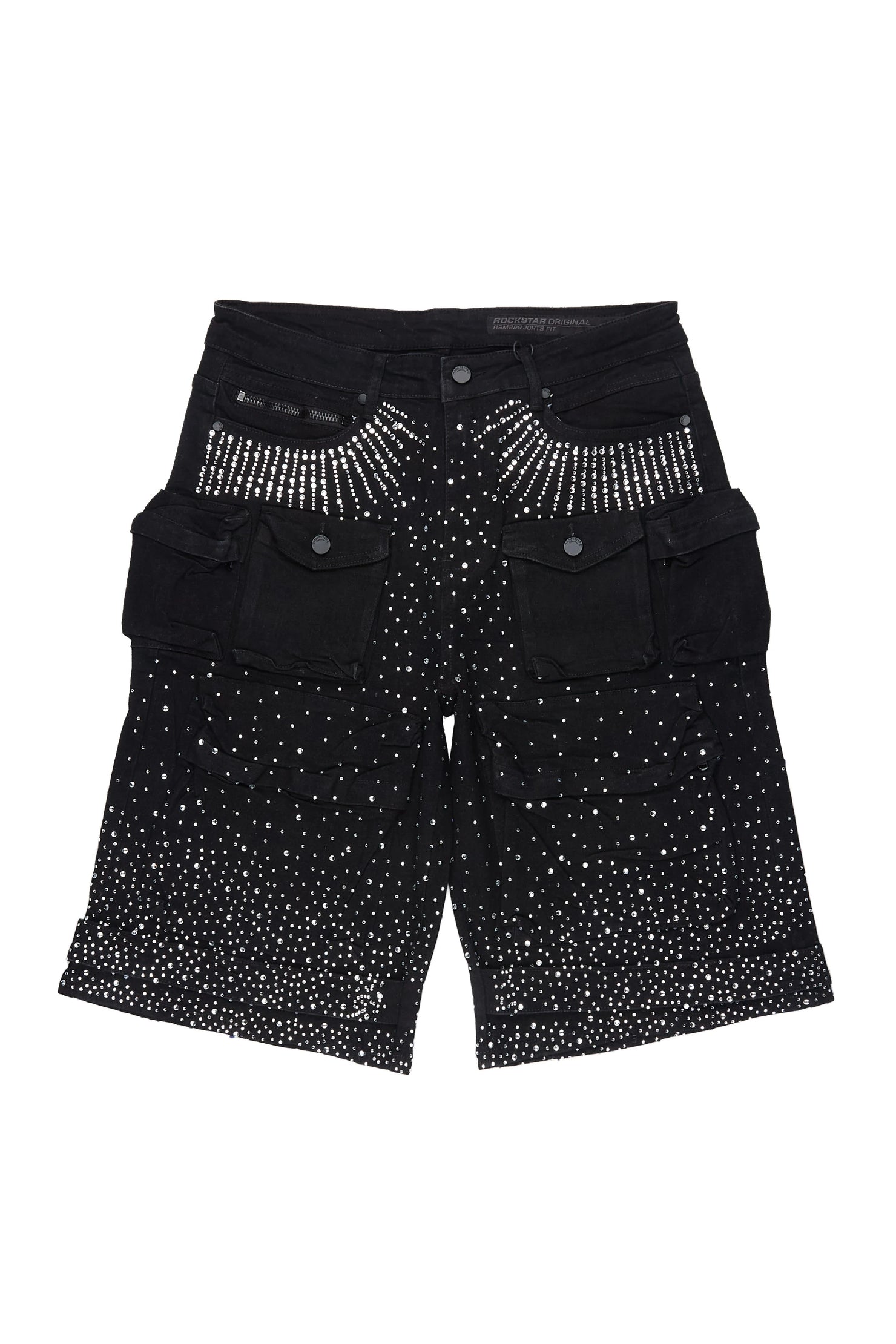Keoni Black Rhinestone Denim Short