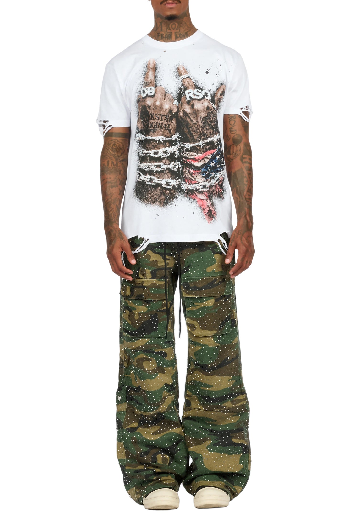 Yuri Camo Rhinestone Baggy Fit Jean