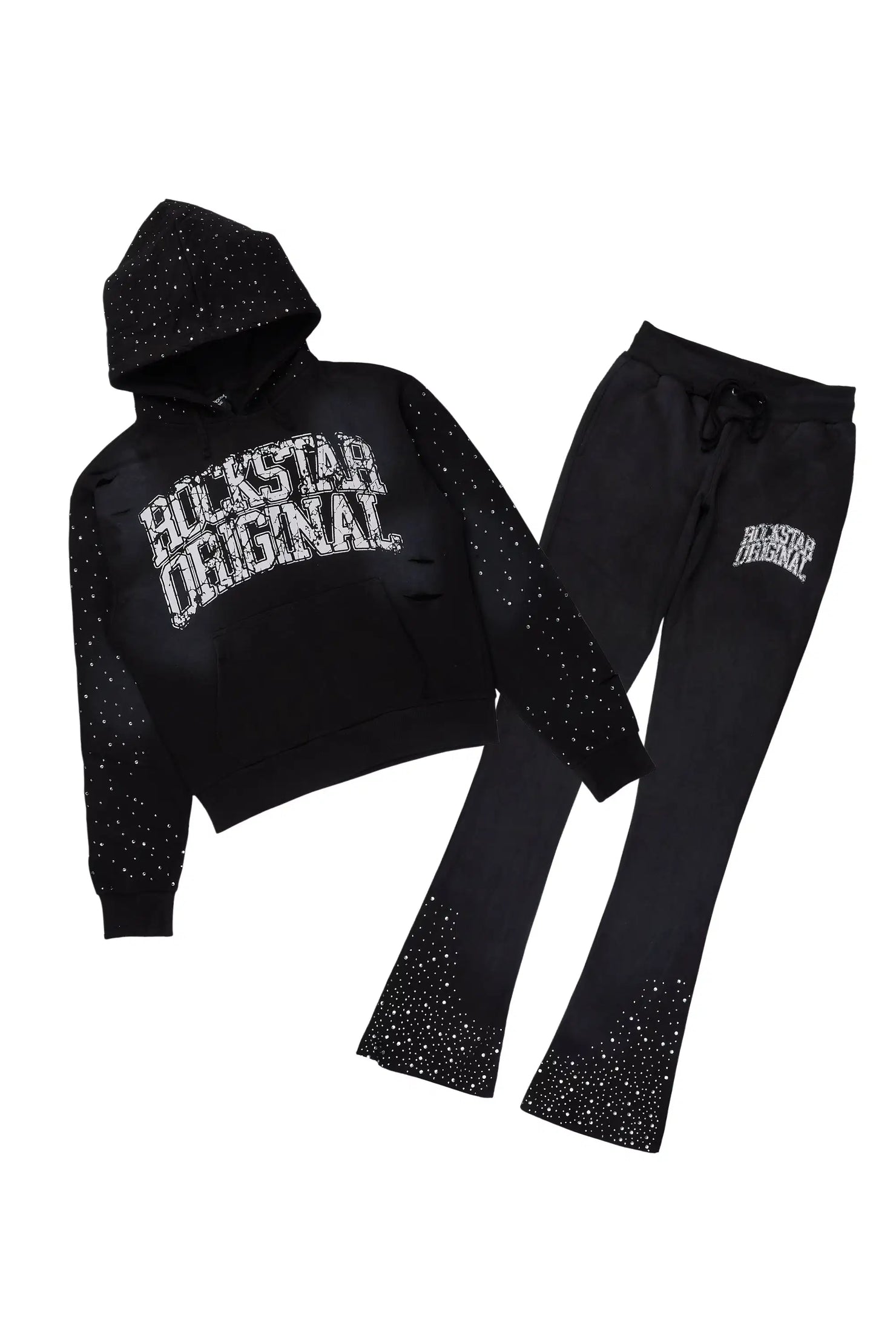 Koreena Black Rhinestone Stacked Trackset