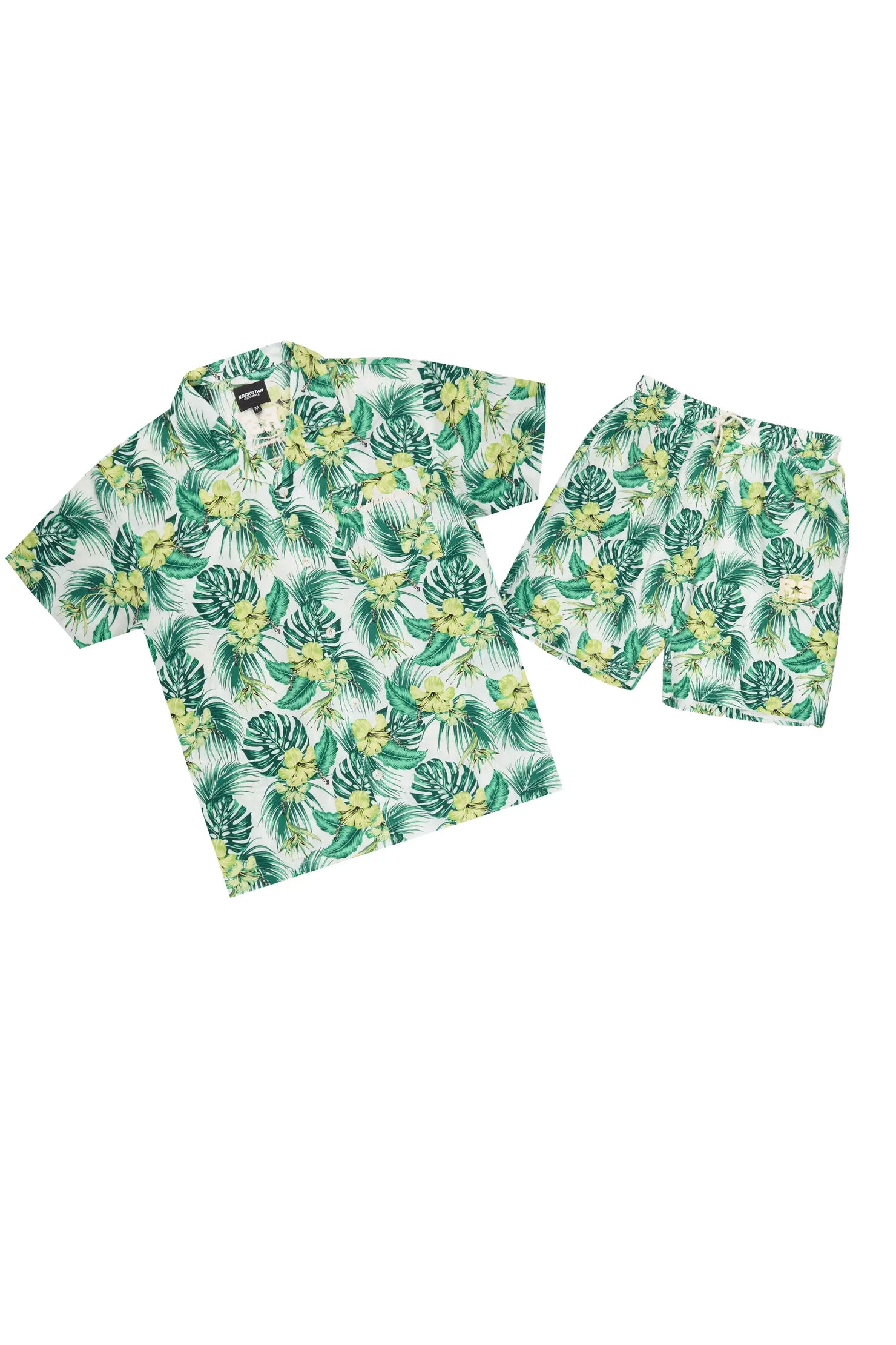 Puka Green Button Down Shirt/Short Set