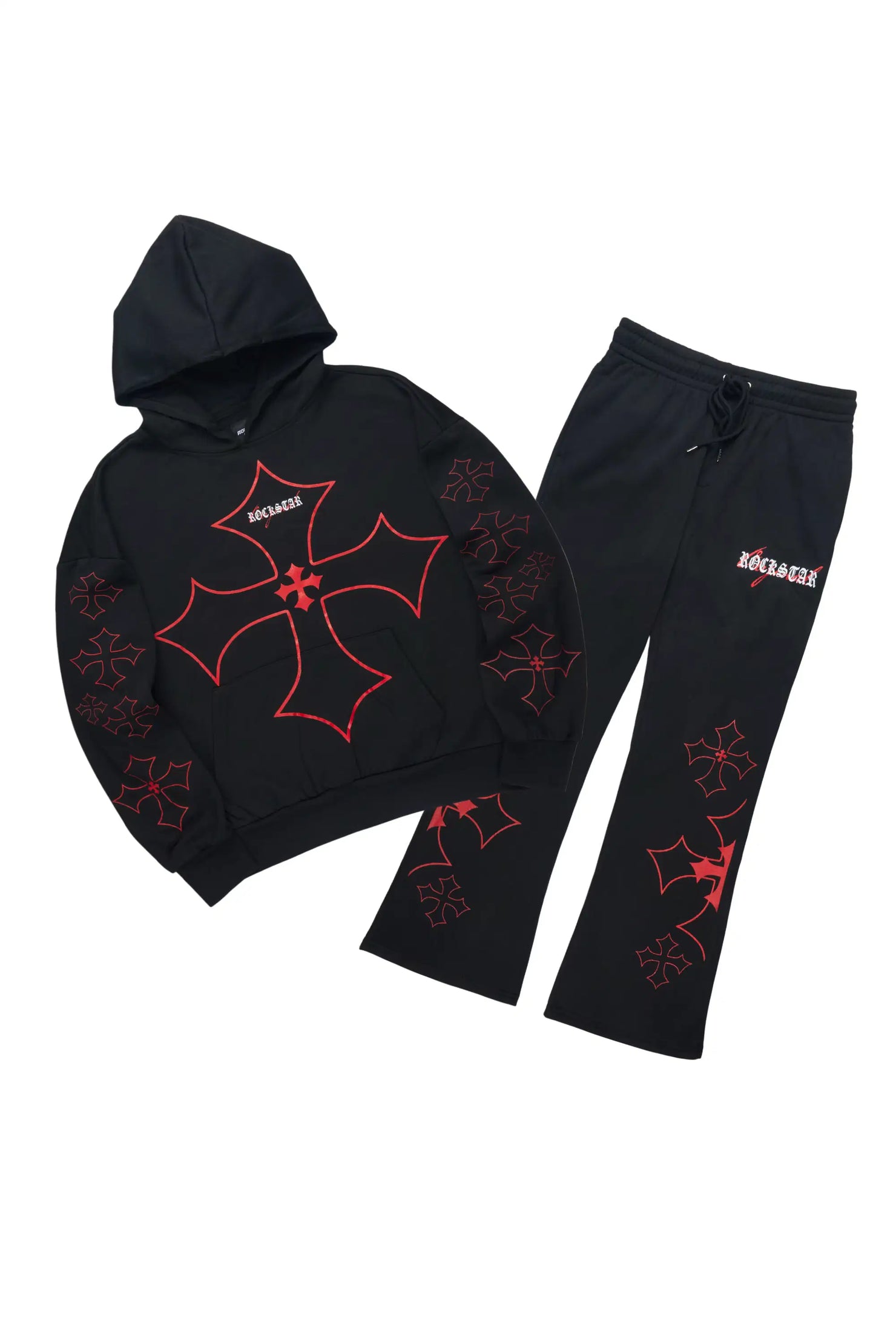 Sargo Black/Red Hoodie Relaxed Track Set