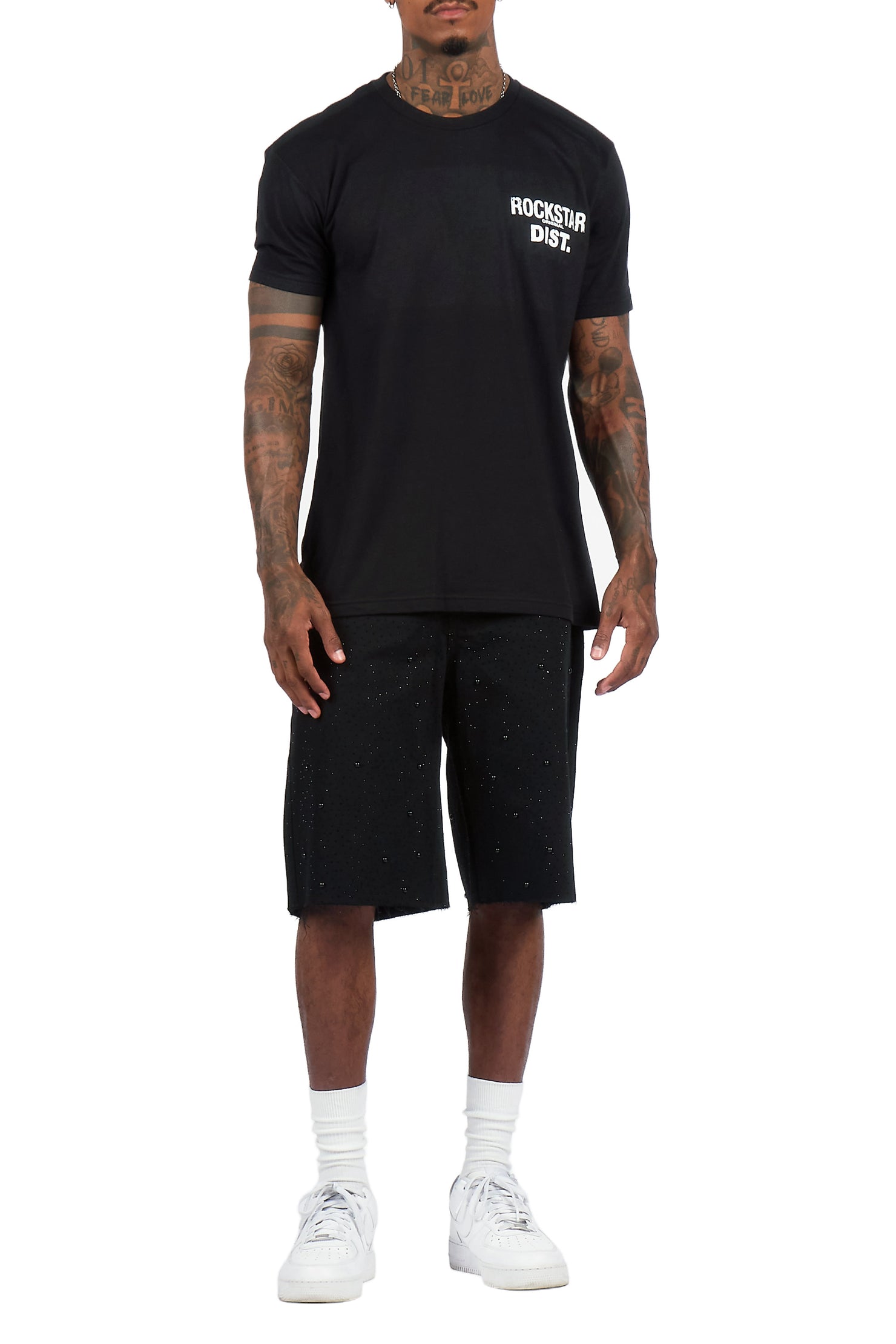 Sherrod Black Rhinestones Denim Short