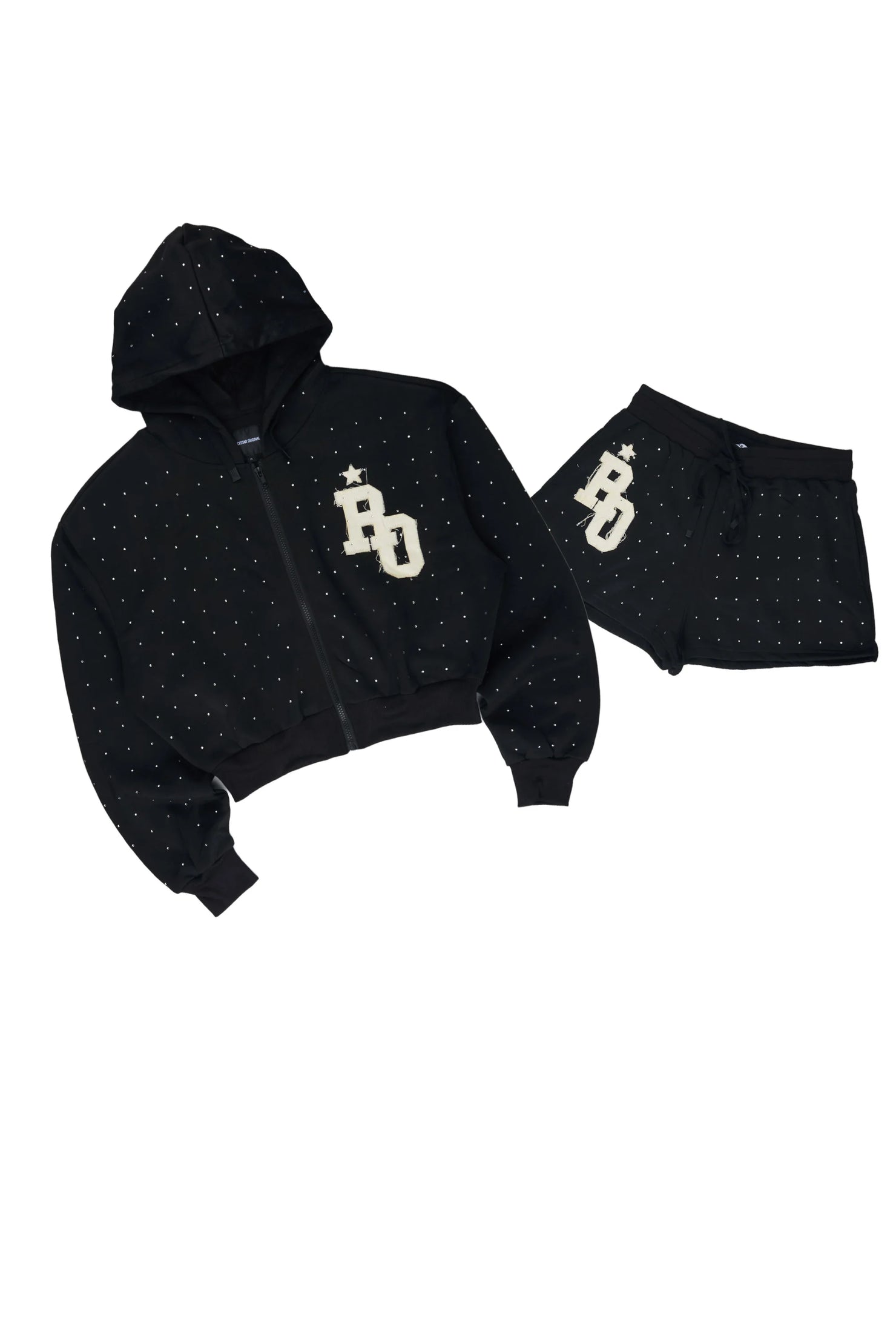 Tyona Black Rhinestone Short Set