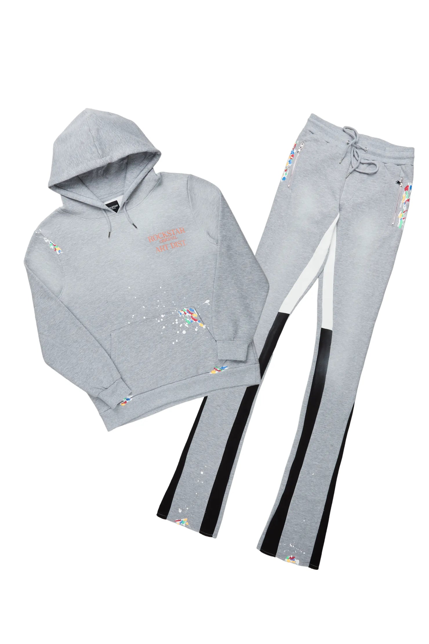 Rockstar Art Dist. Grey/Orange/Black Super Stacked Pant Set
