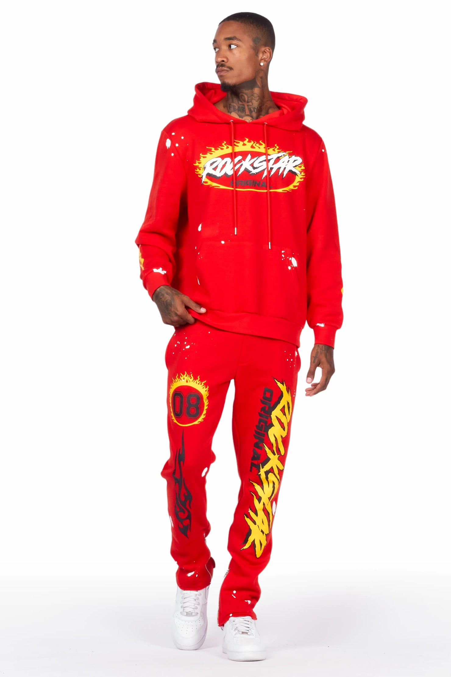 Draven Red Slim Fit Track Set