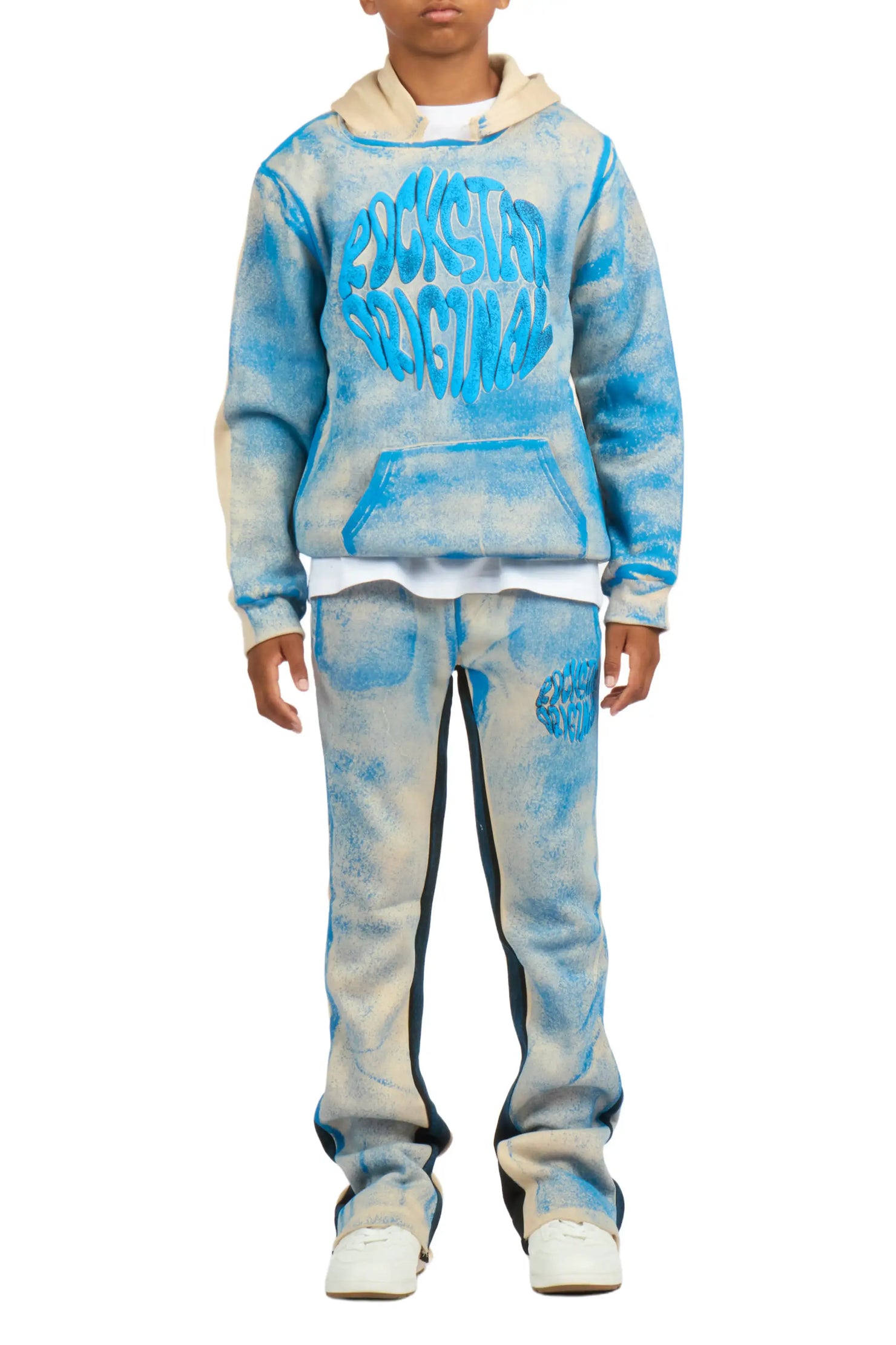 Boys Thier Tan/Blue Stacked Track Set
