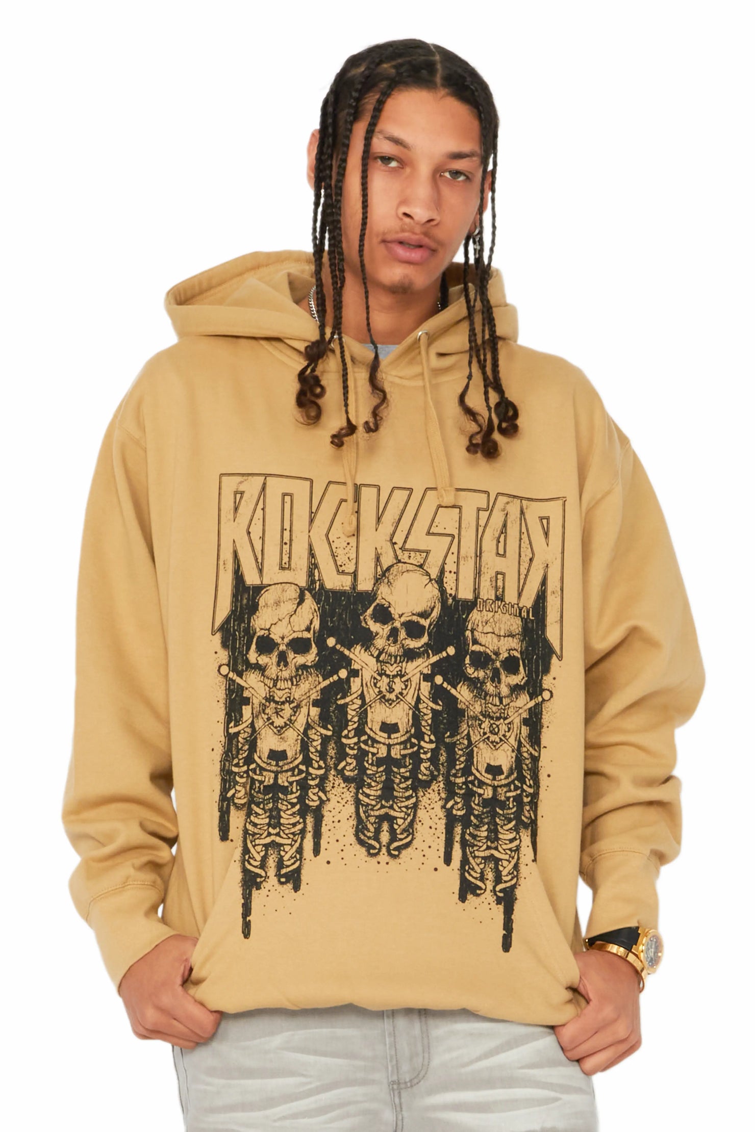 Sabbath Beige Graphic Printed Hoodie