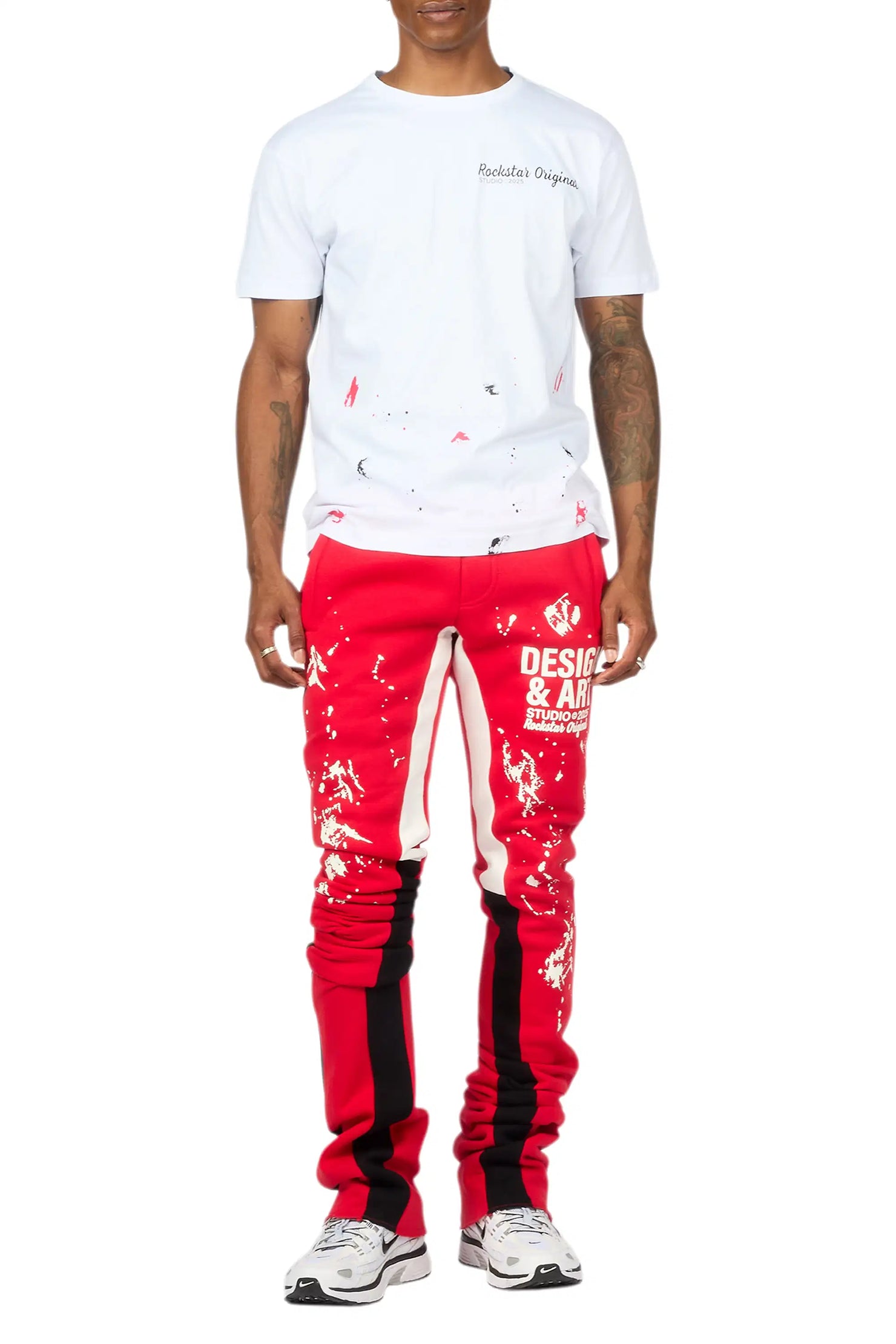 Damone White/Red T-Shirt/Super Stacked Track Set