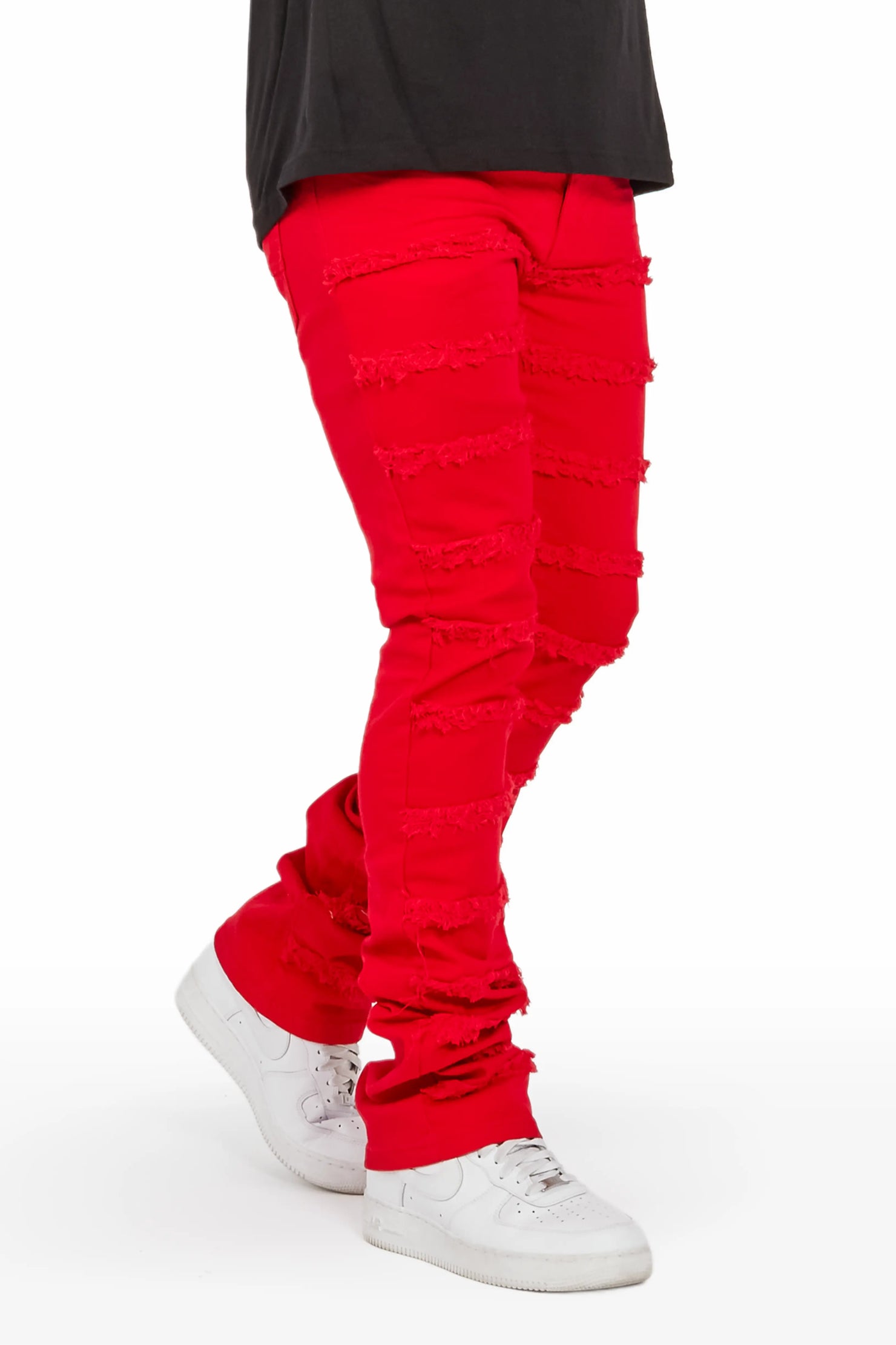 Niklaus Red Stacked FLare Jean