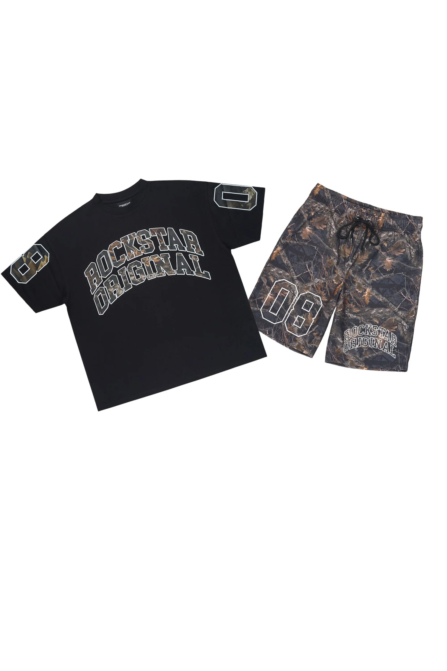 Desiero Black Camo T-Shirt Short Set