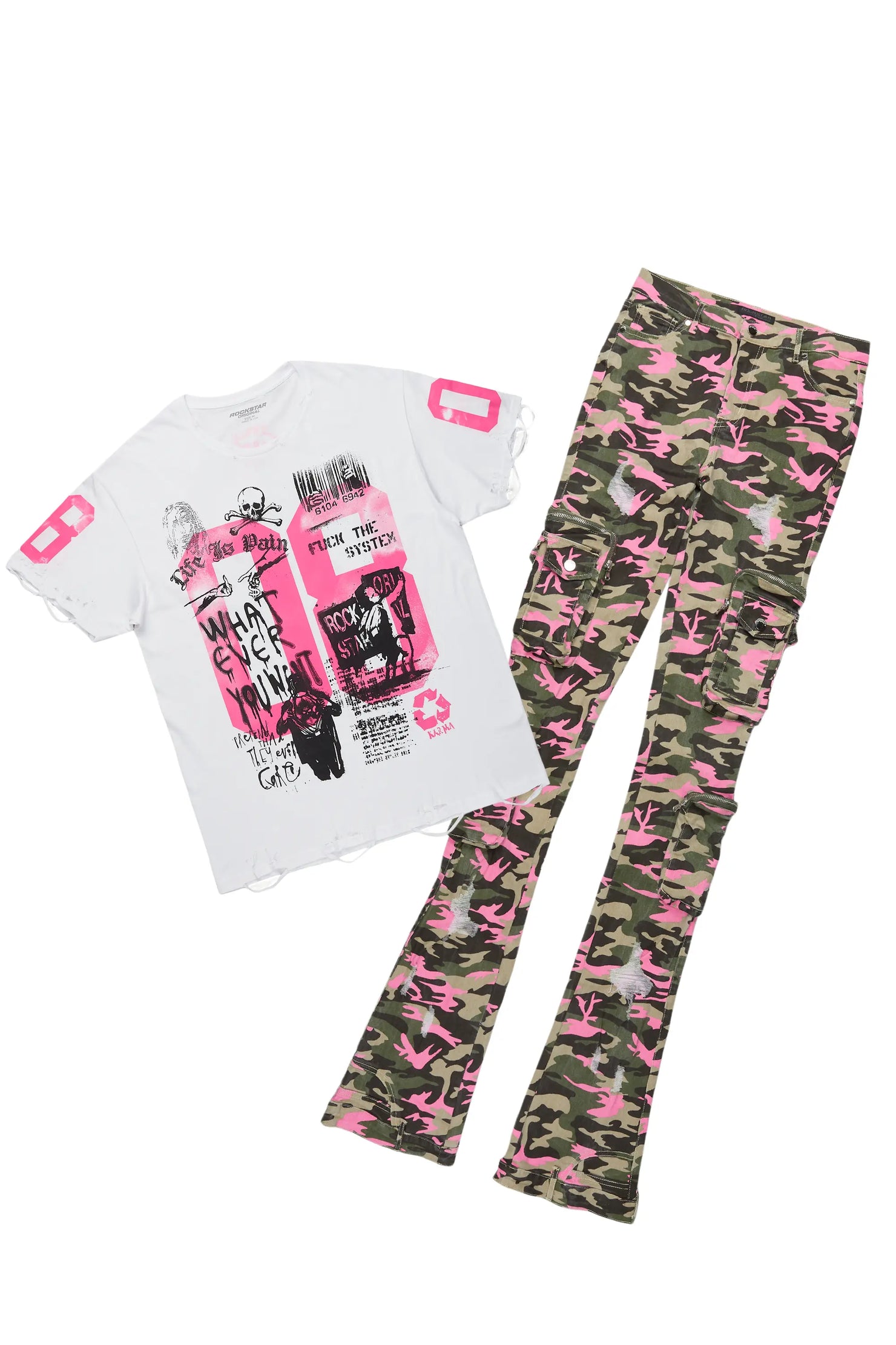 Rasheeta White/Camo T-Shirt & Jean Set