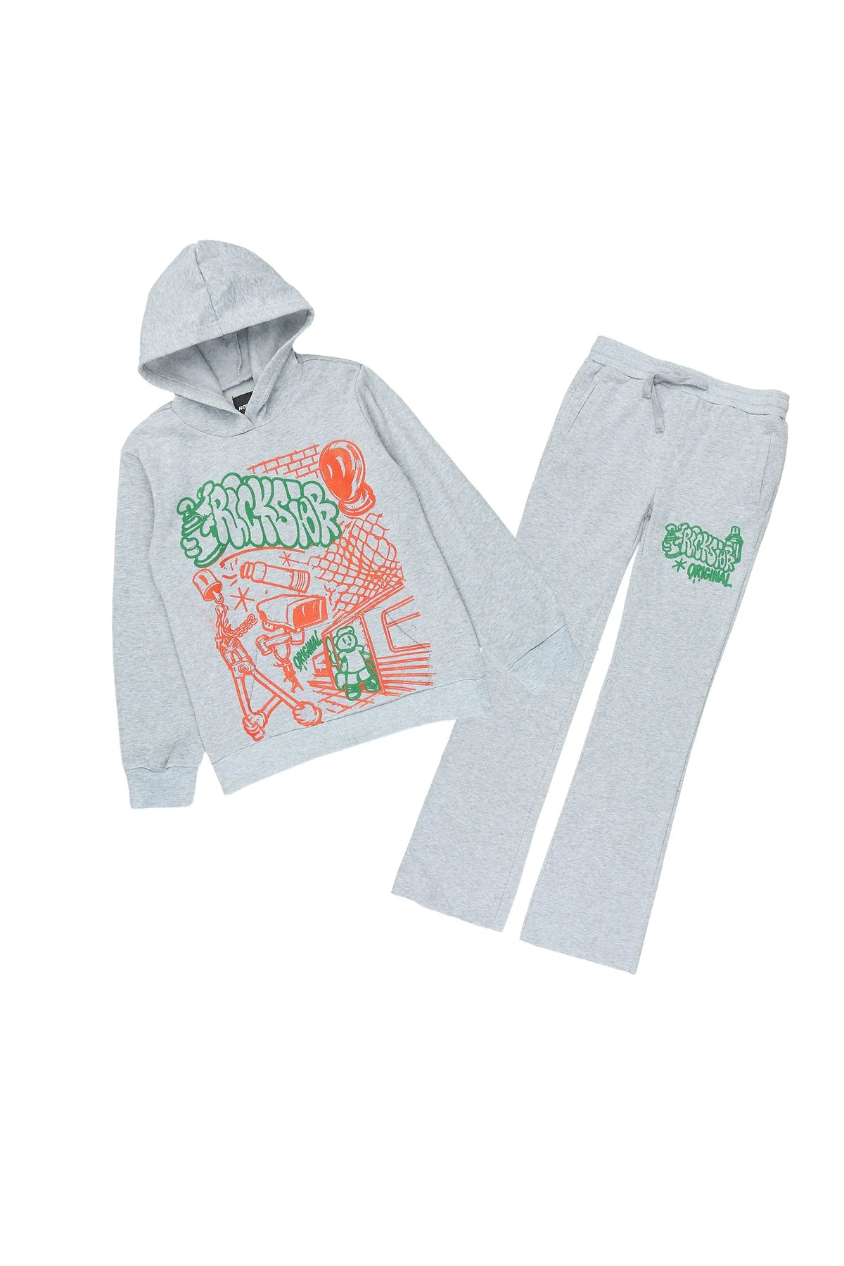Boys Taurus Heather Grey Stacked Hoodie Track Set