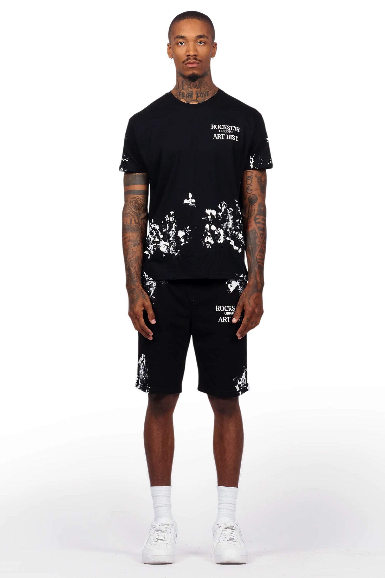 Filip Black Graphic T-Shirt Short Set
