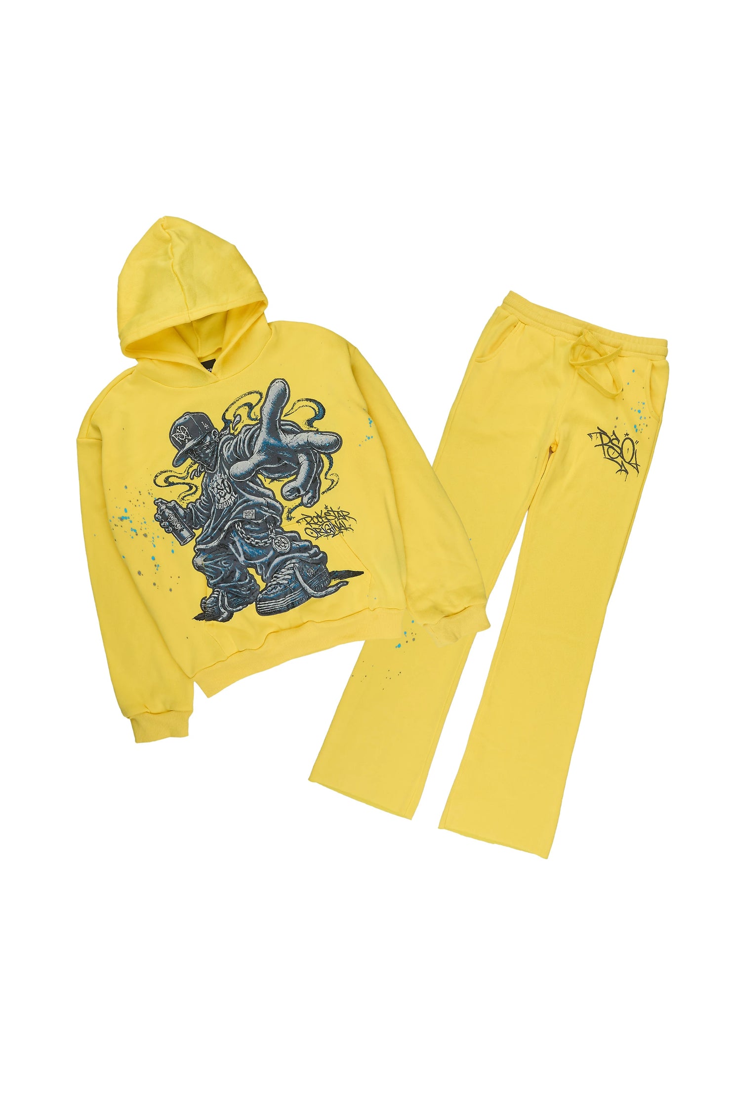Boys Solace Yellow Graphic Hoodie Track Set
