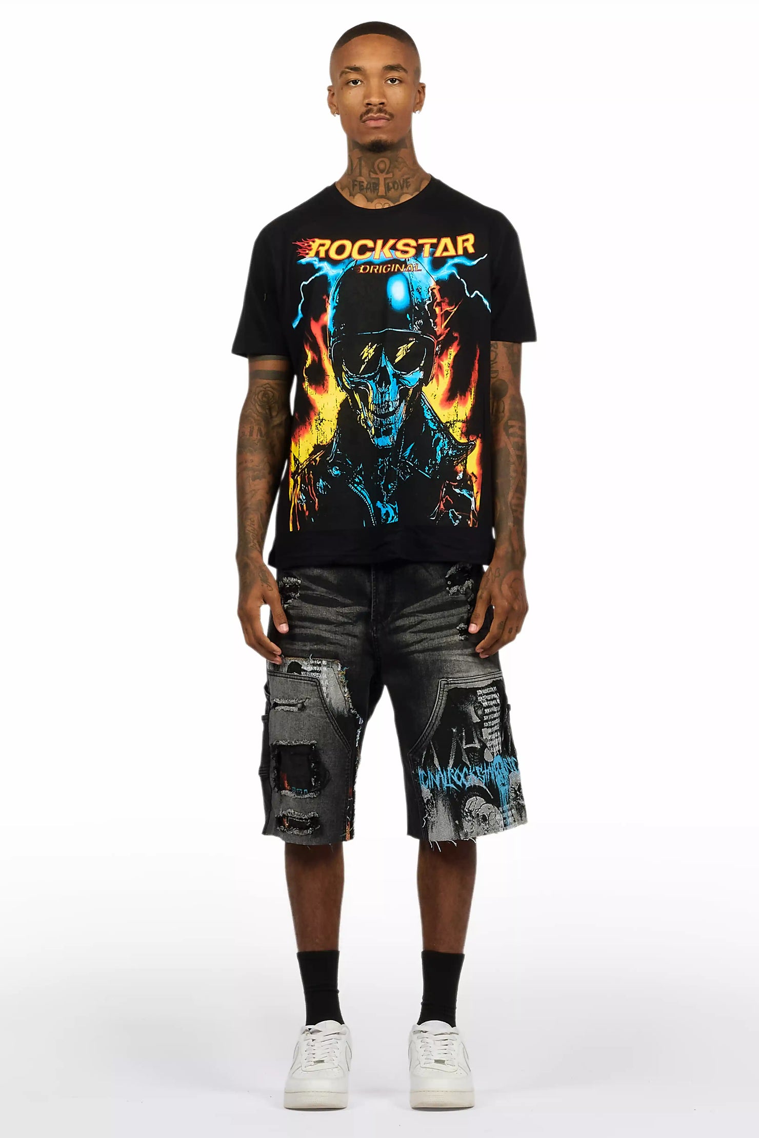 Balius Black T-Shirt/Denim Short Set