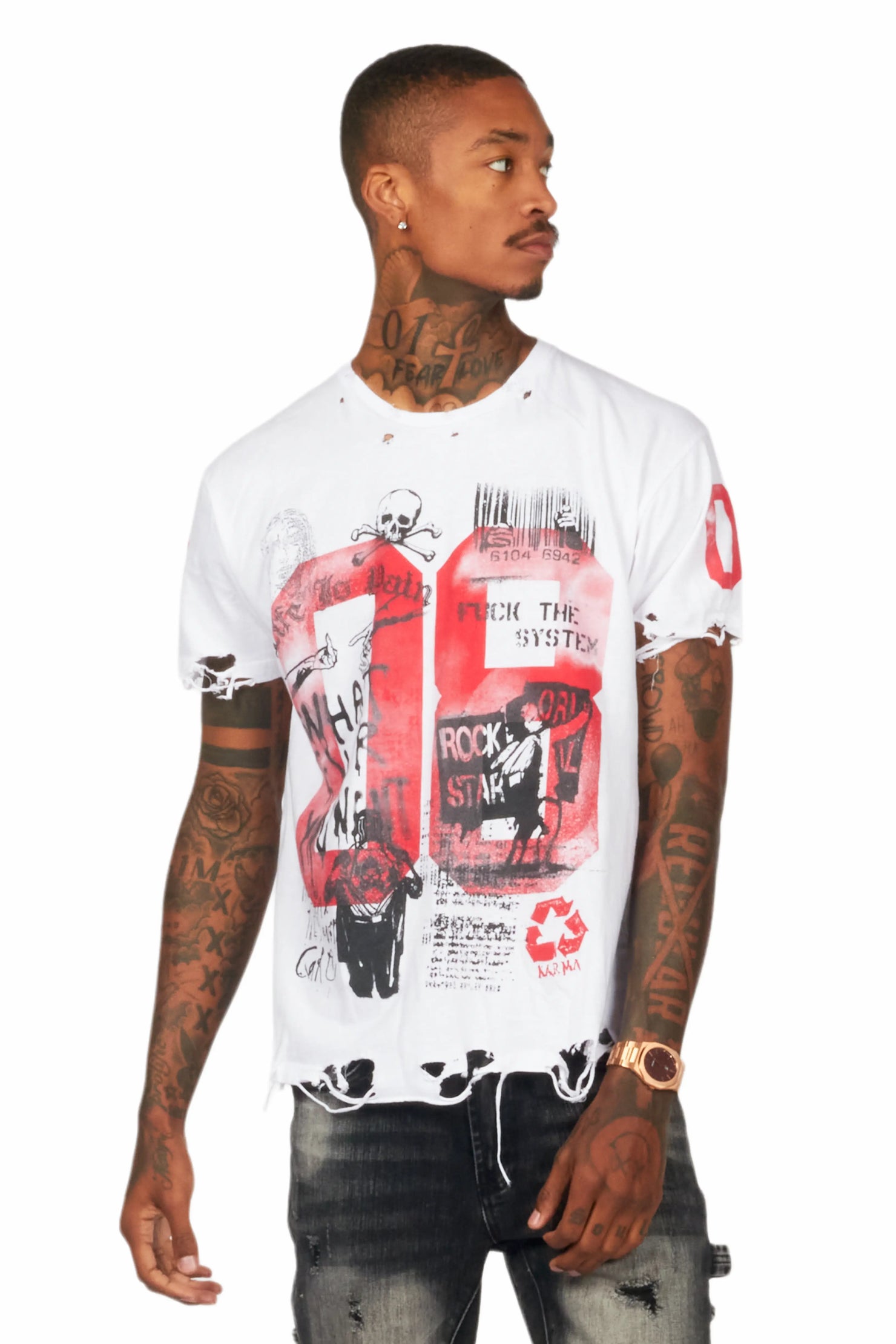 Grill White Graphic Oversized T-Shirt