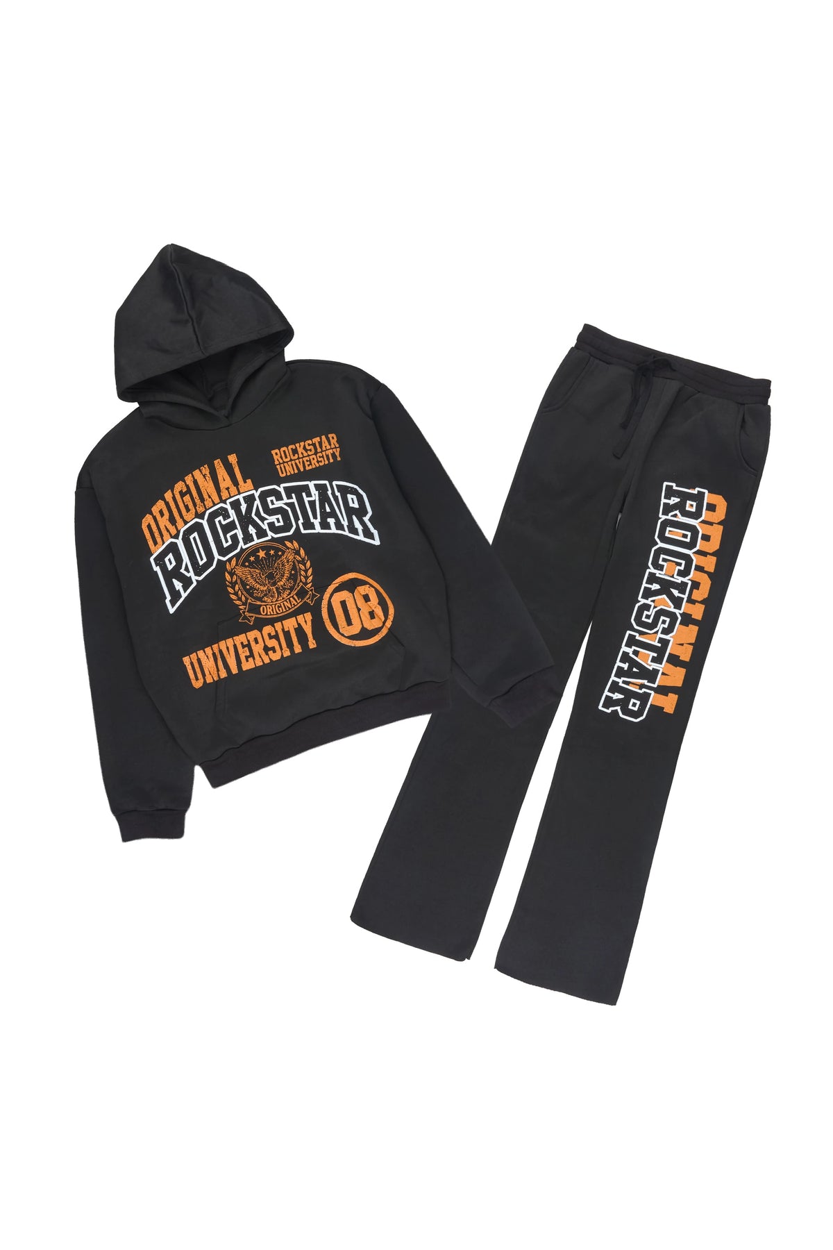 Boys Harpo Black/Orange Stacked Hoodie Track Set