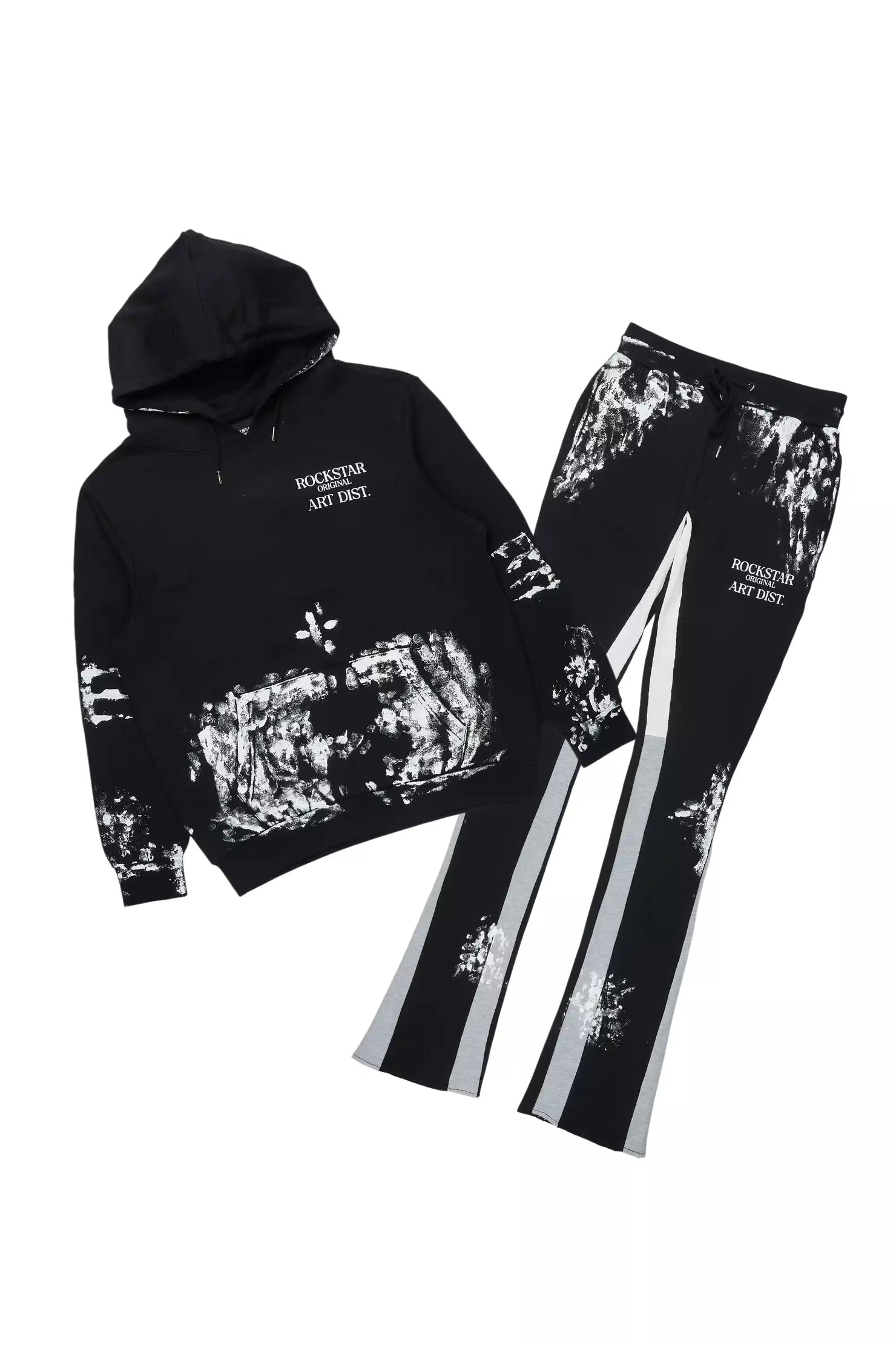 Filip Black Hoodie/Stacked Pant Track Set