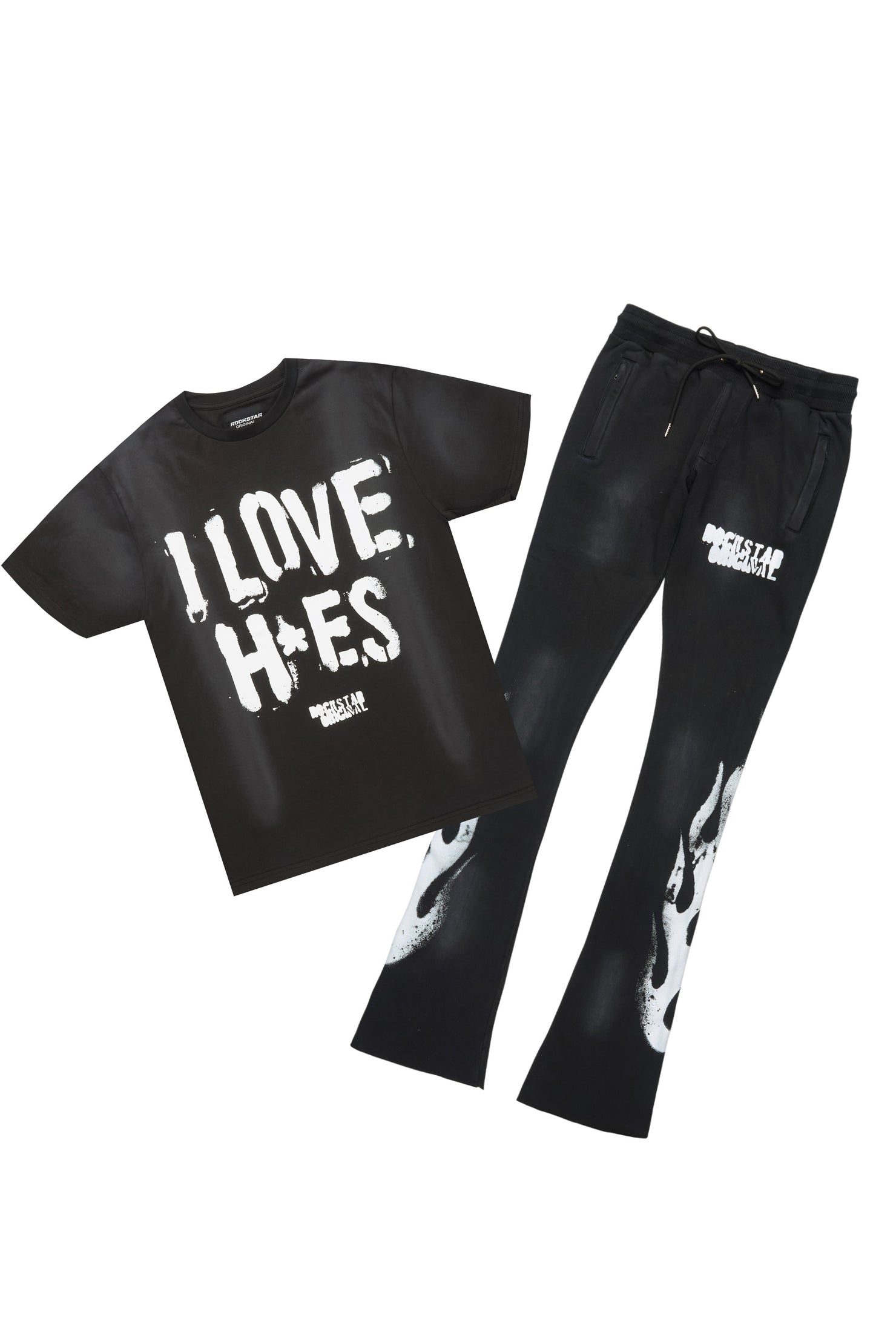 Banyan Black T-Shirt/Stacked Flare Track Set