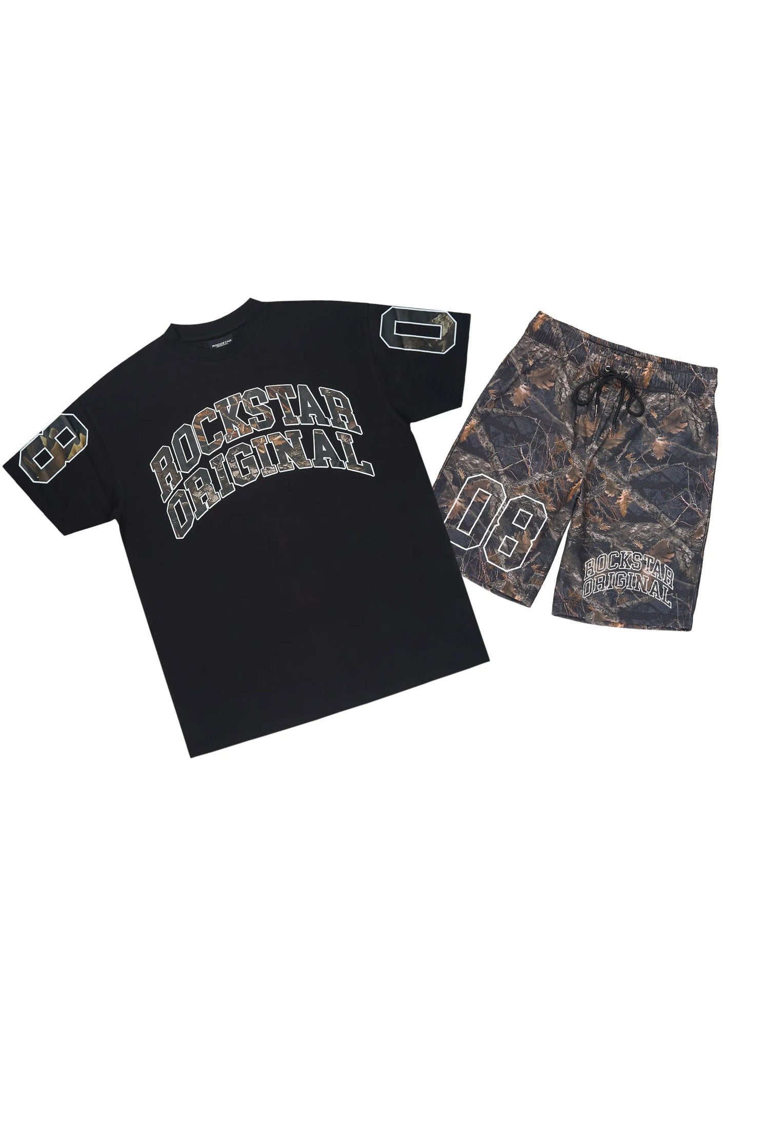 Desiero Black Camo T-Shirt Short Set