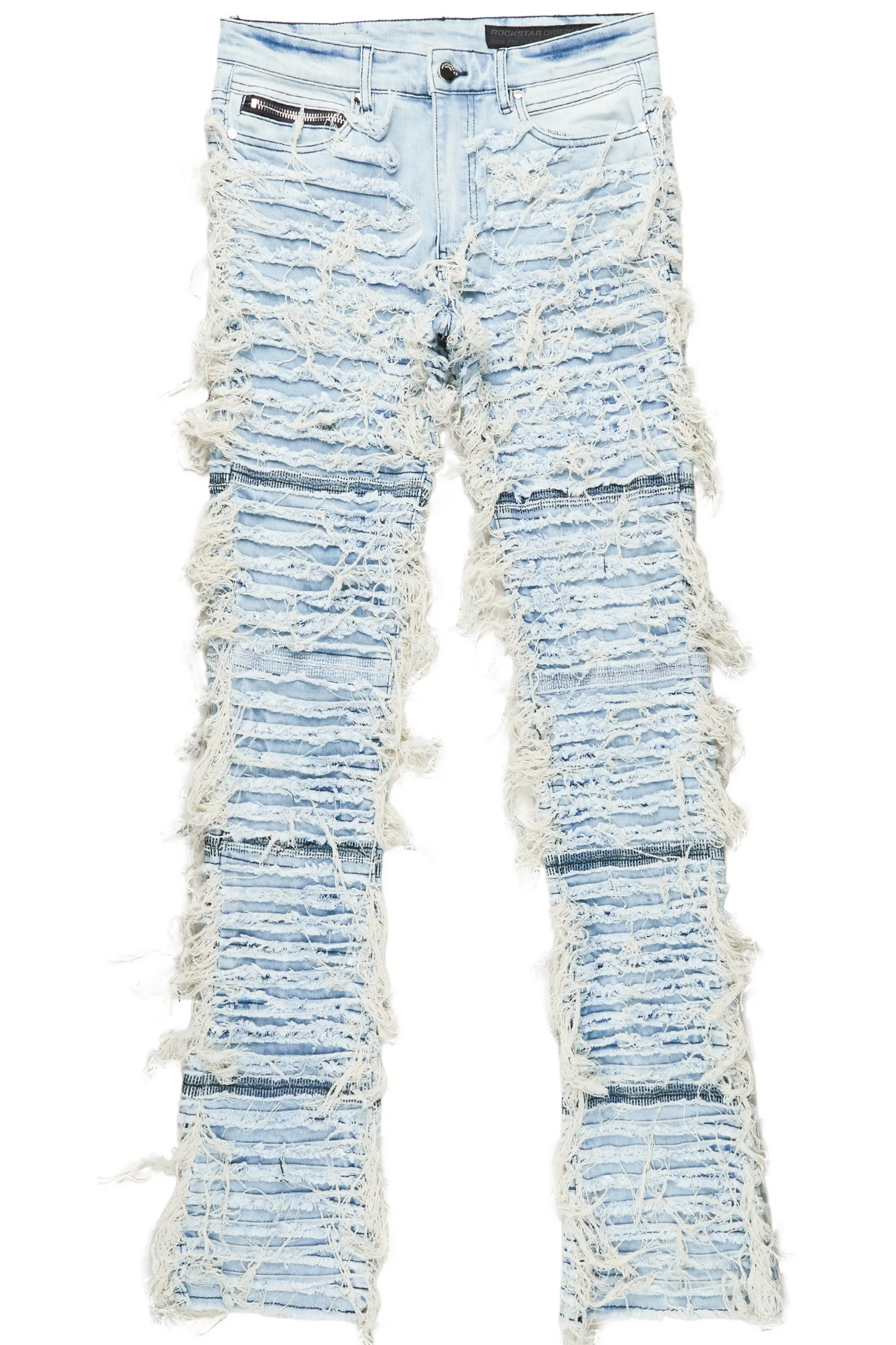 Ayan Blue Distressed Stacked Flare Jeans