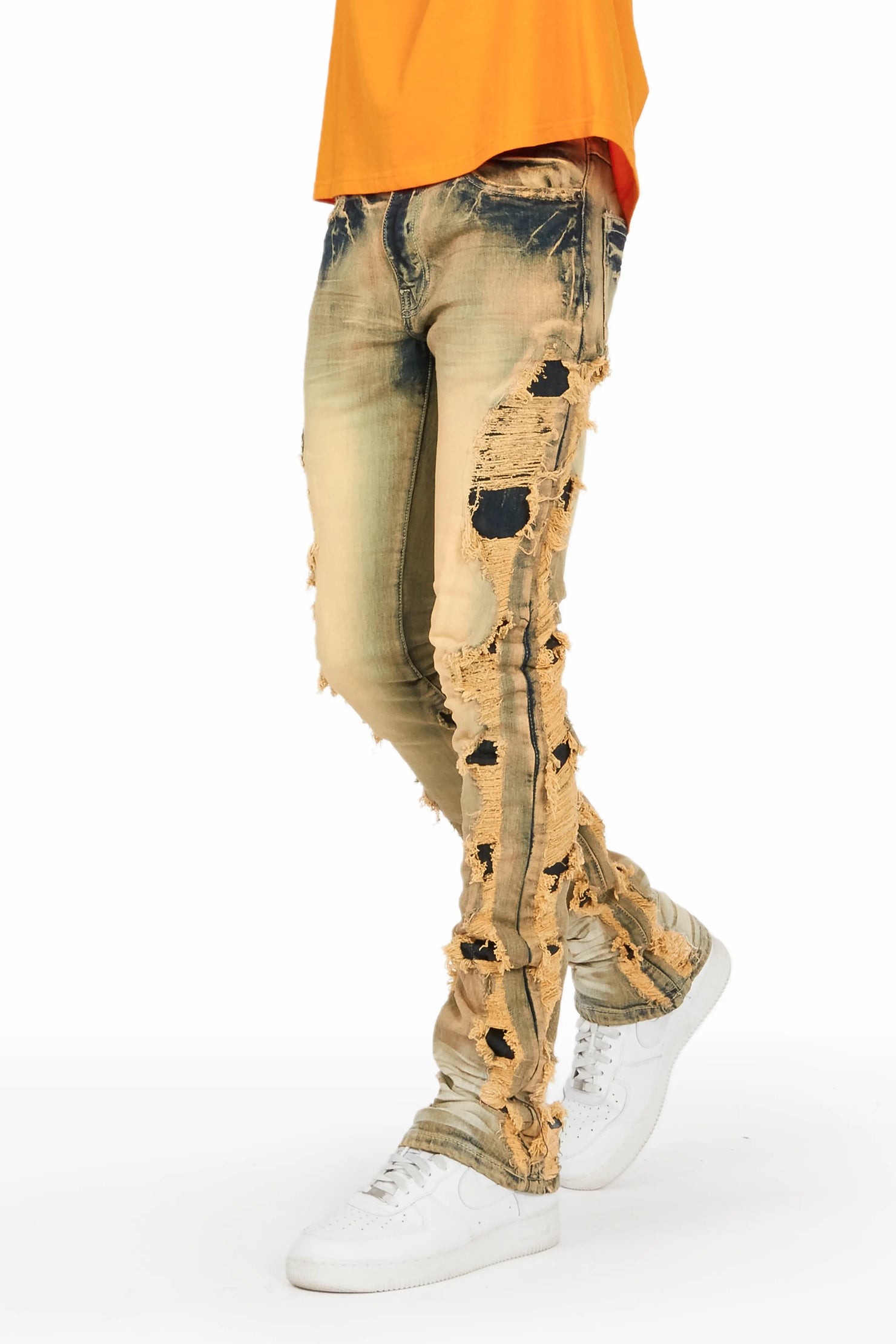 Spiro Taupe Stacked Flare Jean