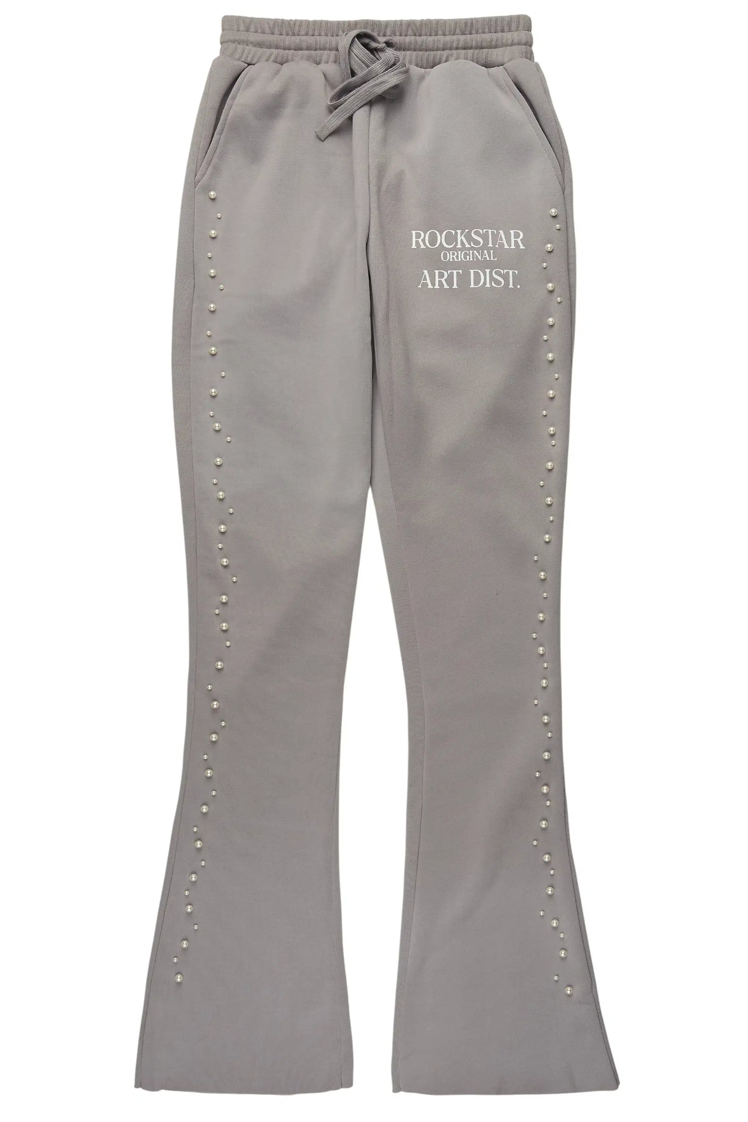 Nikkia Grey Pearl Stacked Track Pant