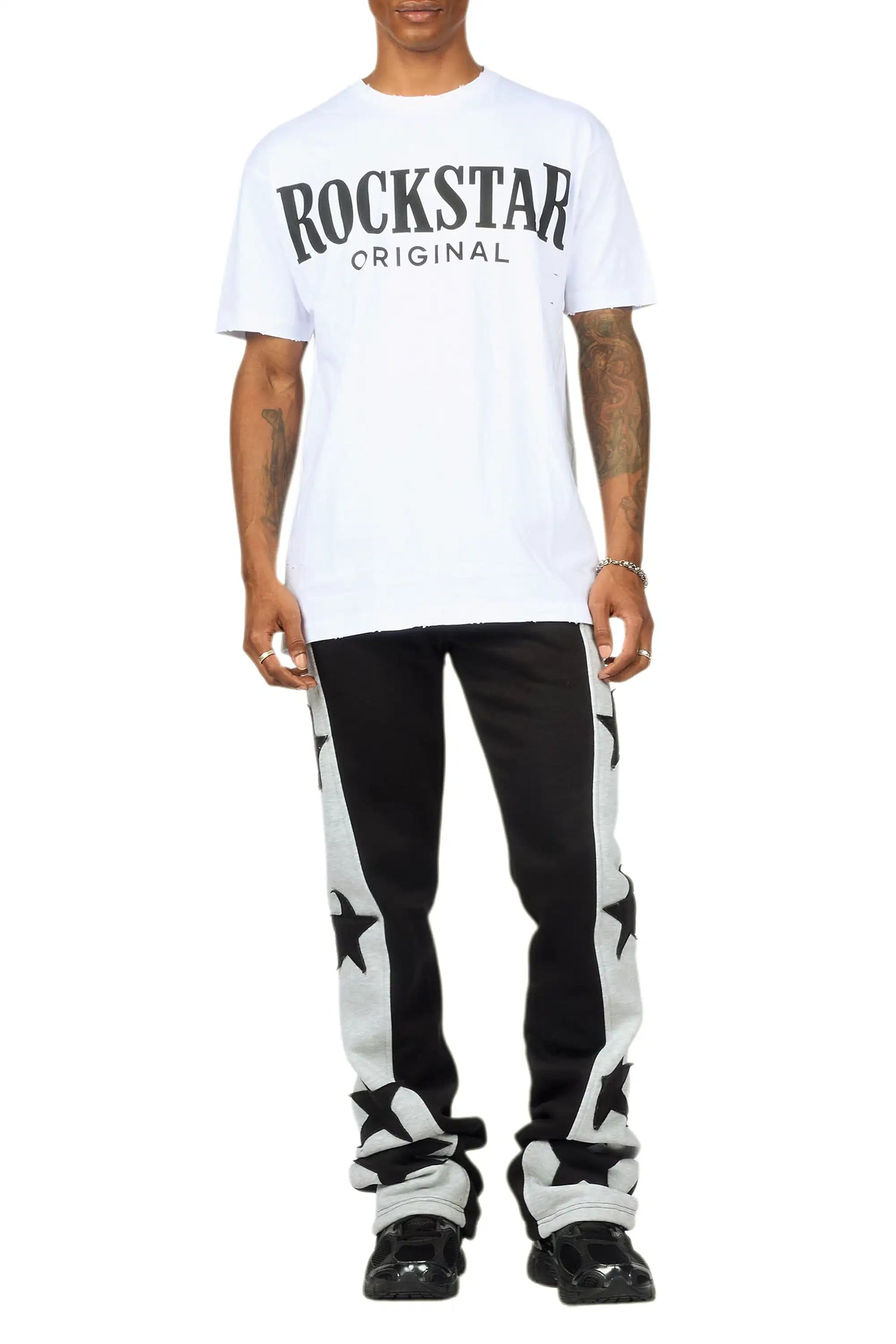 Geza Black Baggy Stacked Pant