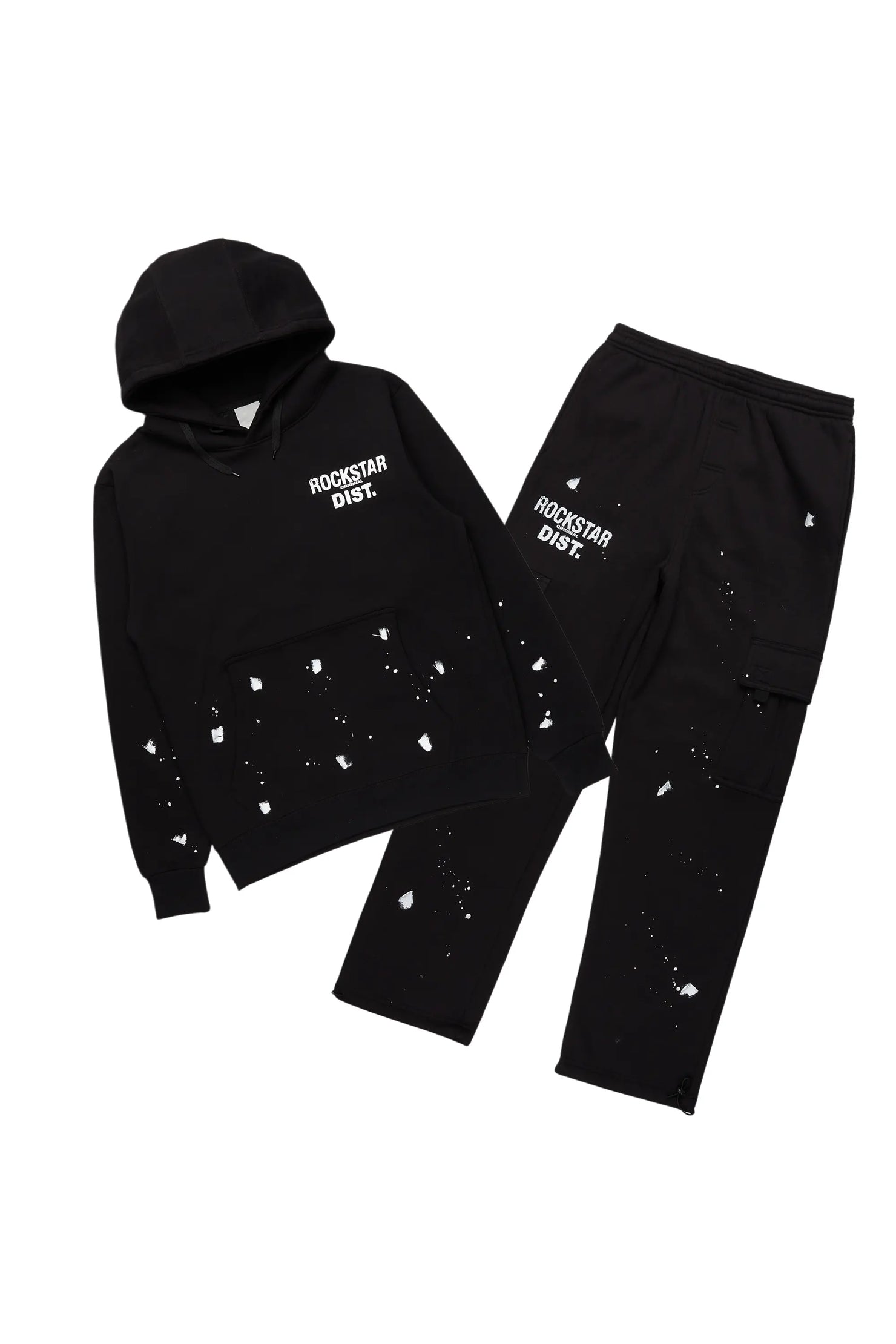 Raffer Black Hoodie/Cargo Sweat Pant Set