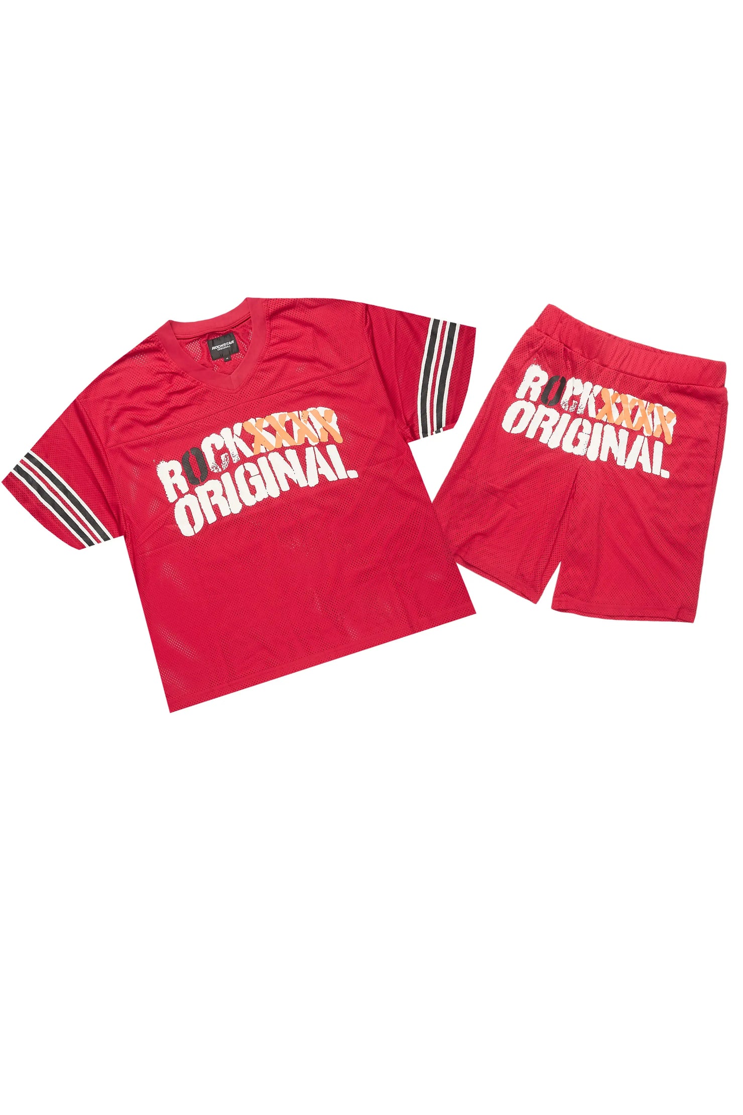 Crown Red Mesh Jersey Short Set