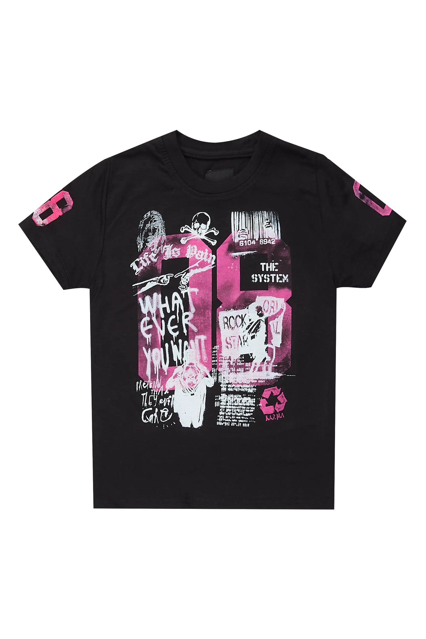 Girls Kammy Black/Pink  Graphic T-Shirt