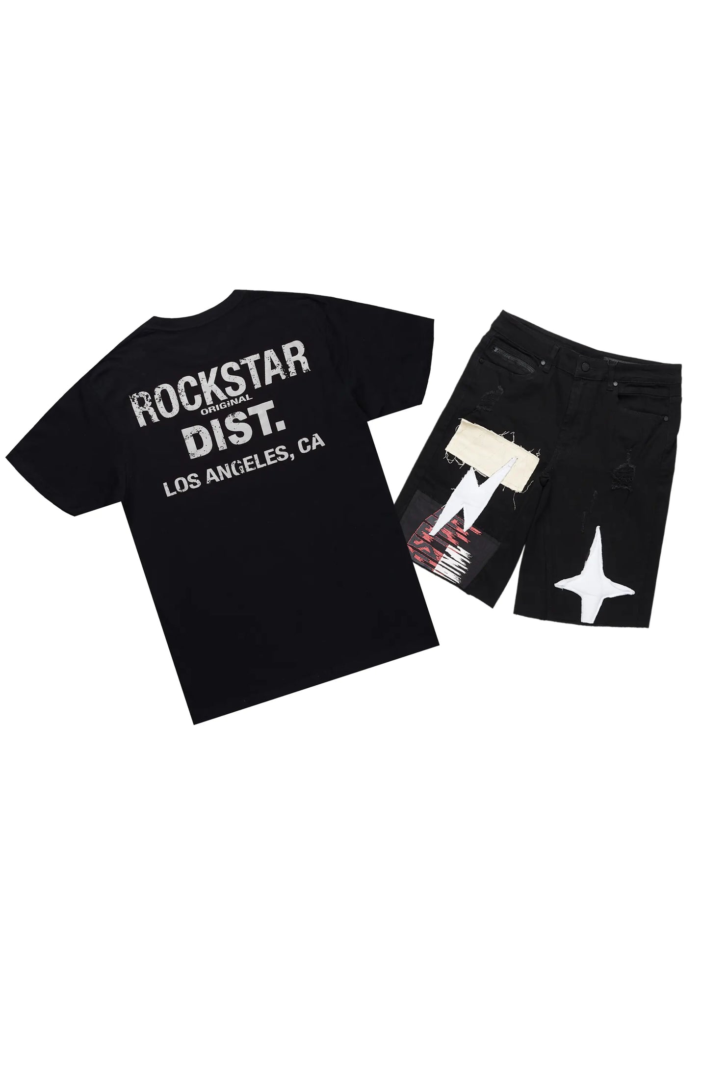 Carlin Black T-Shirt/Denim Short Set