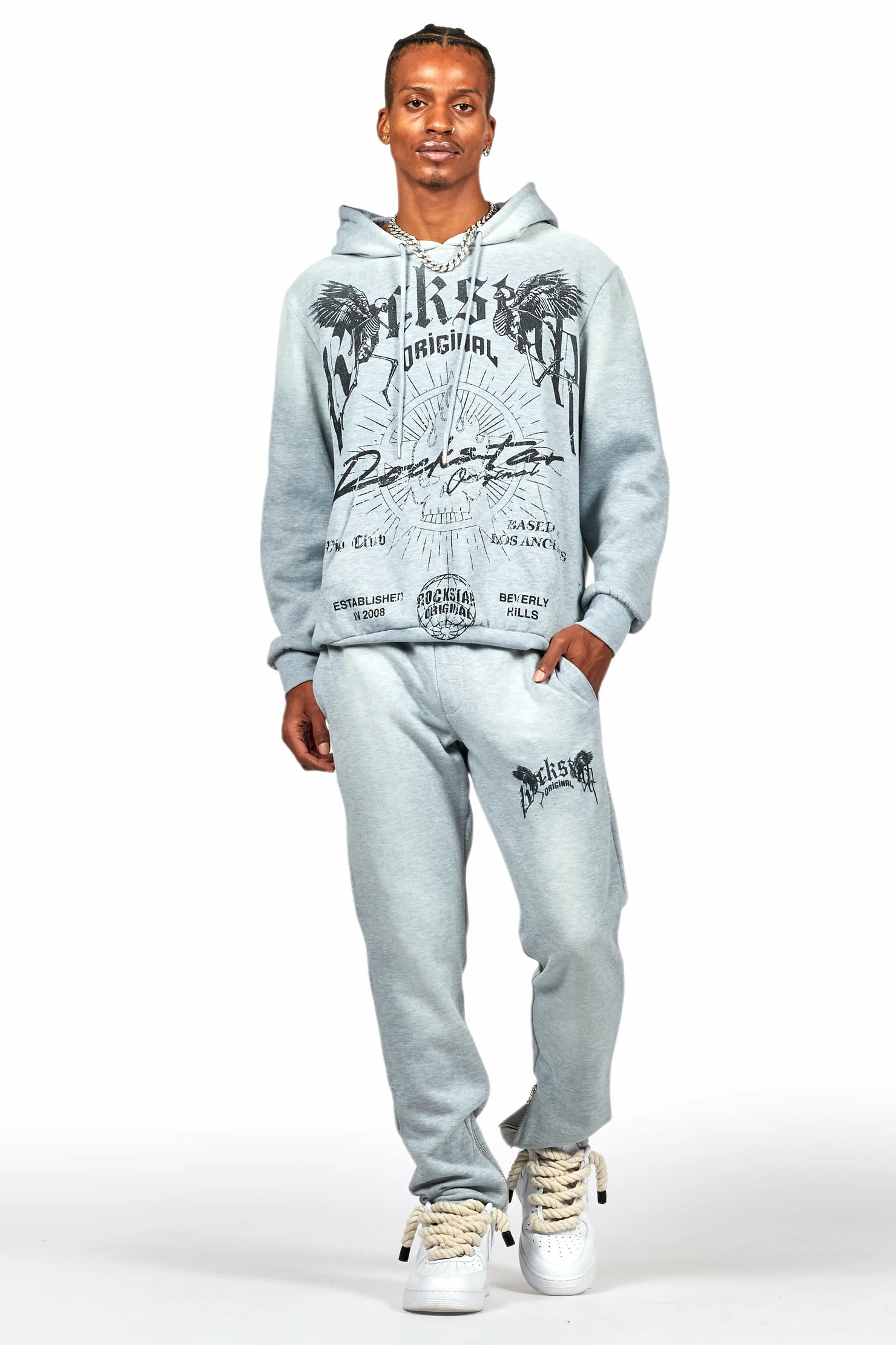 Tally Heather Grey Slim Fit Hoodie Track Set