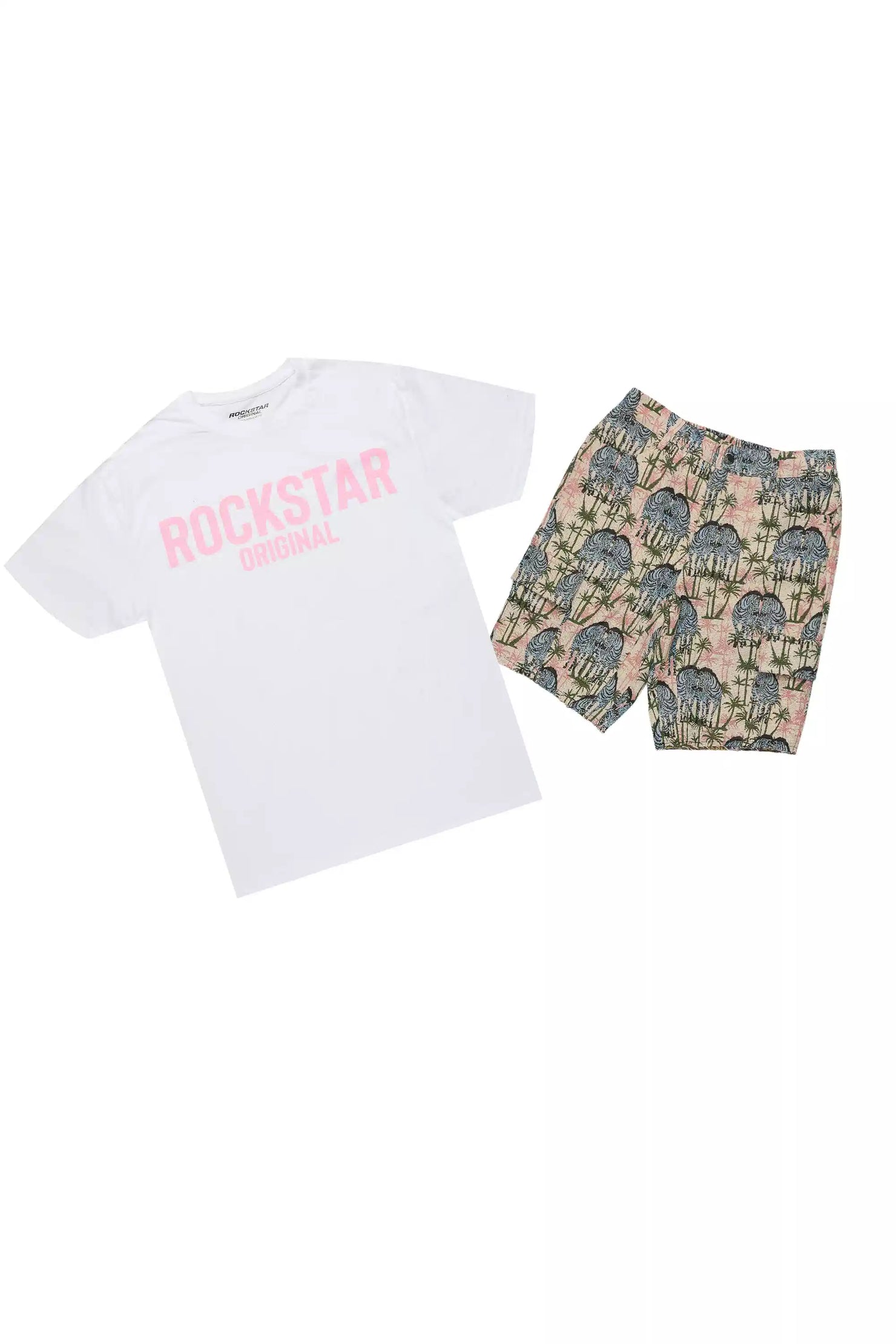 Zeontee White/Pink T-Shirt Short Set