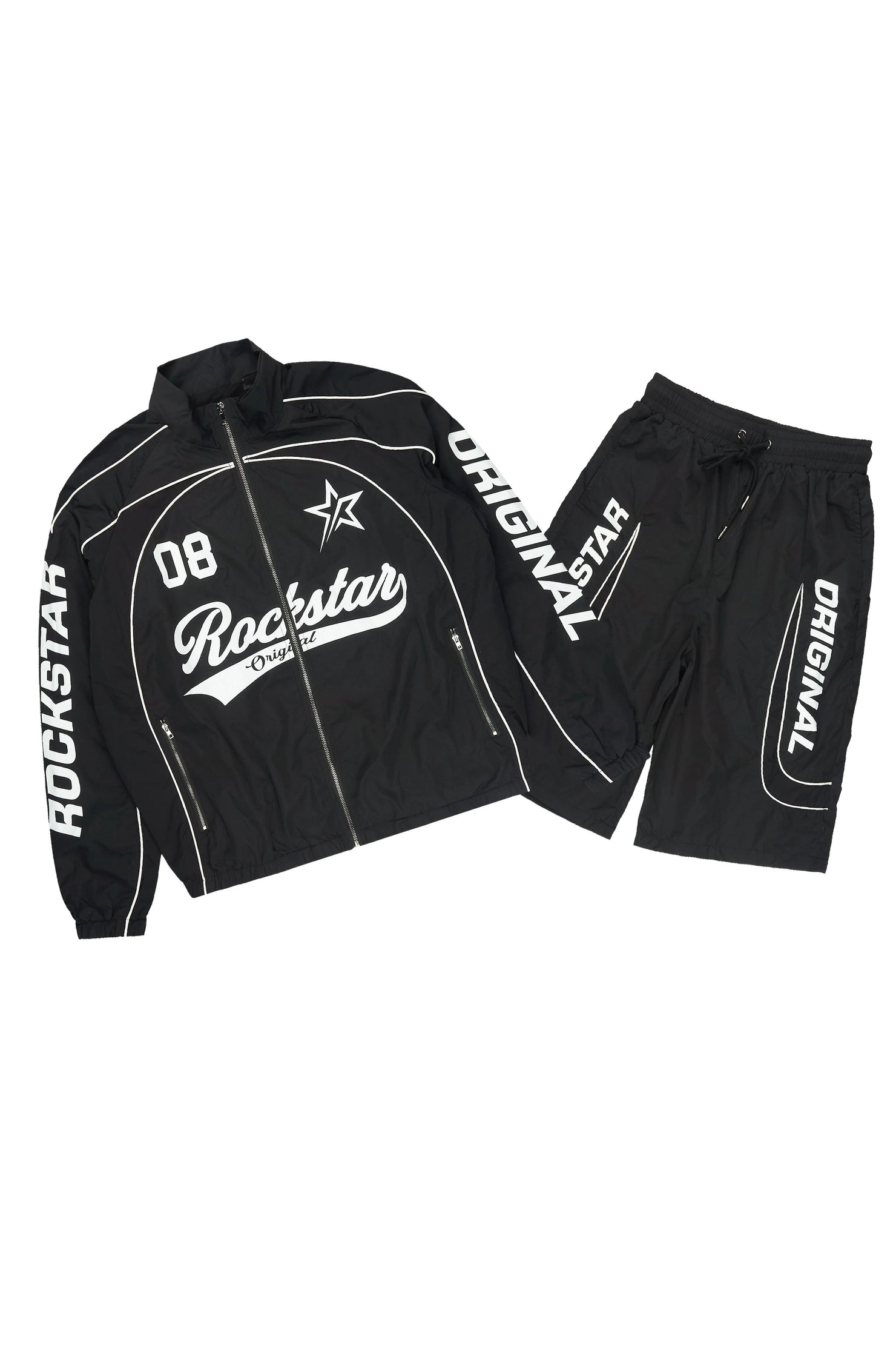 Winich Black Windbreaker Short Set