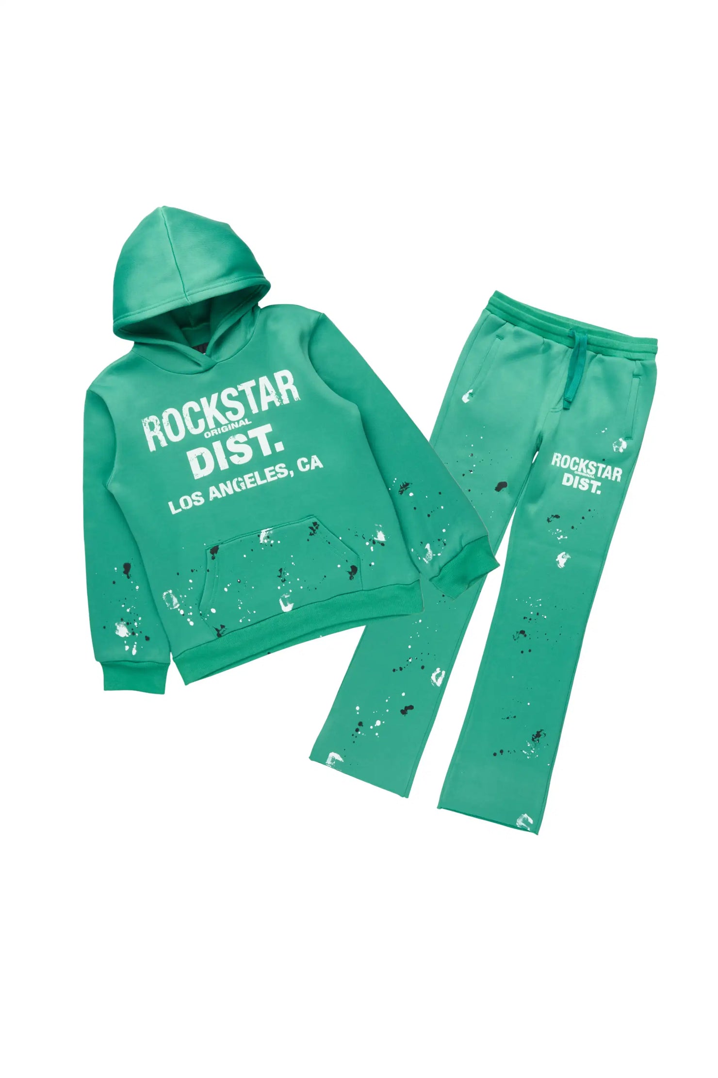 Boys Scottie 2.0 Green Hoodie/Stacked Flare Track Set