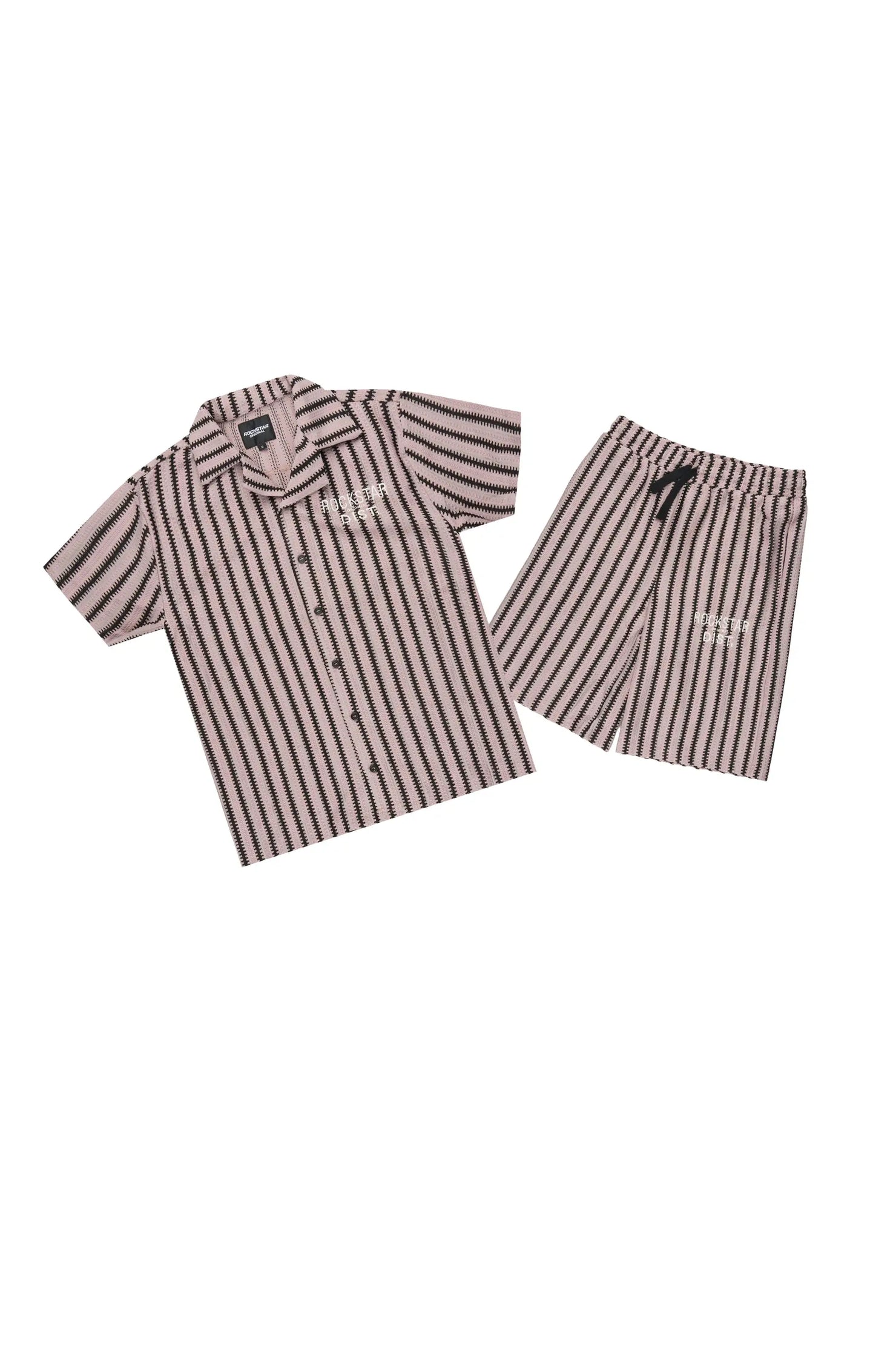 Boys Gerald Light Pink/Black Button Down Shirt/Short Set