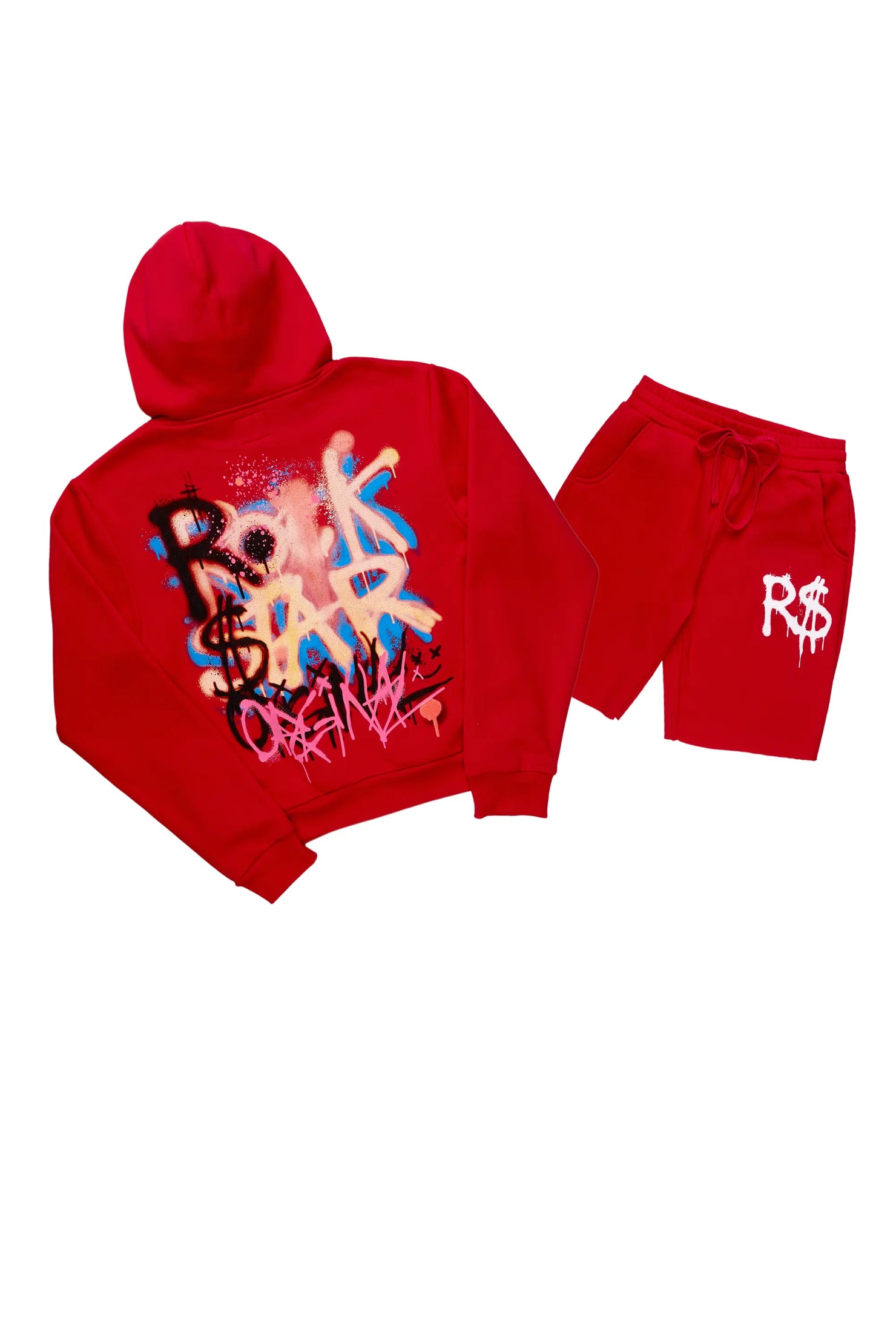 Passion Red Zip Up Short Set