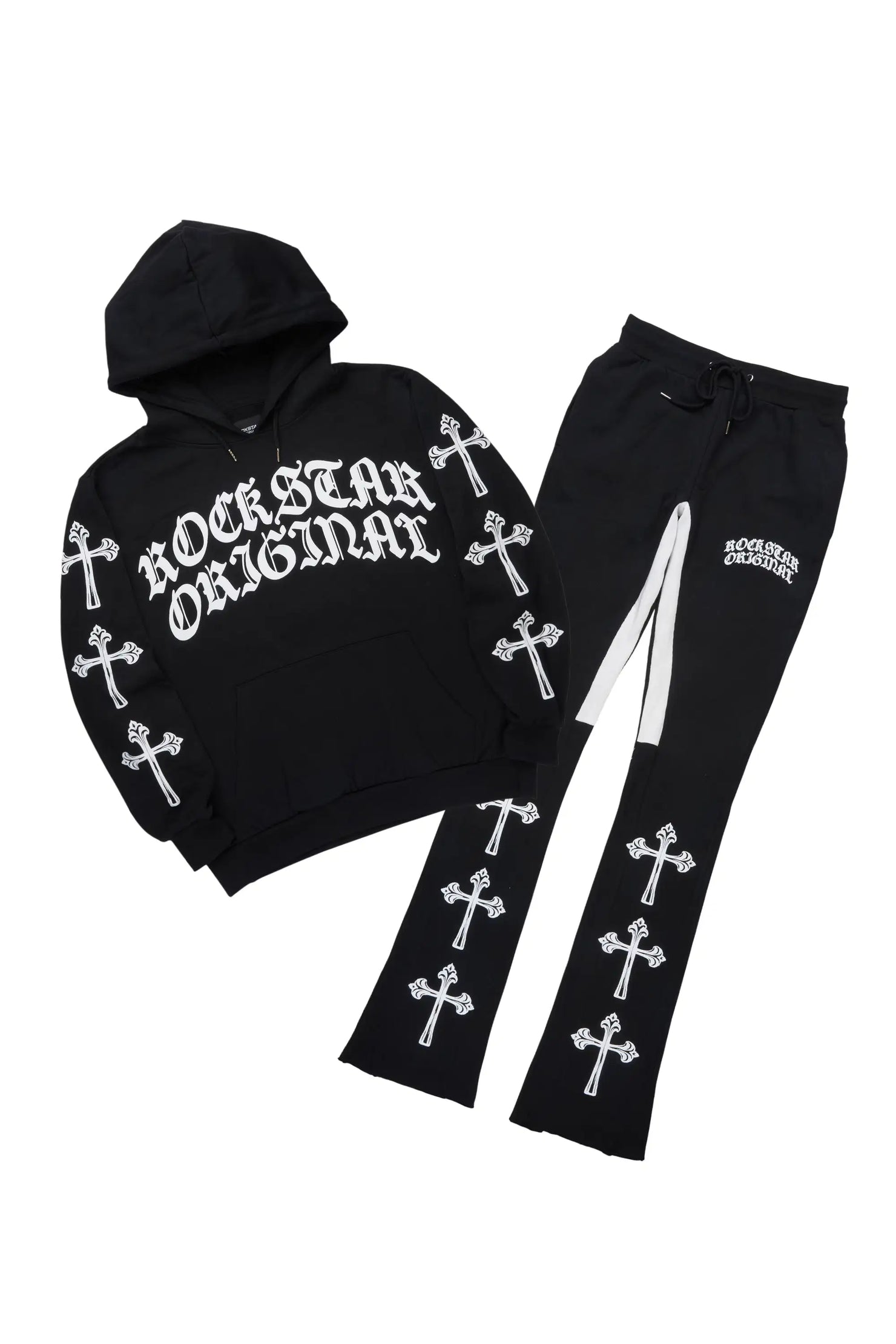 Michael Black/White Hoodie/Stacked Flare Track Set