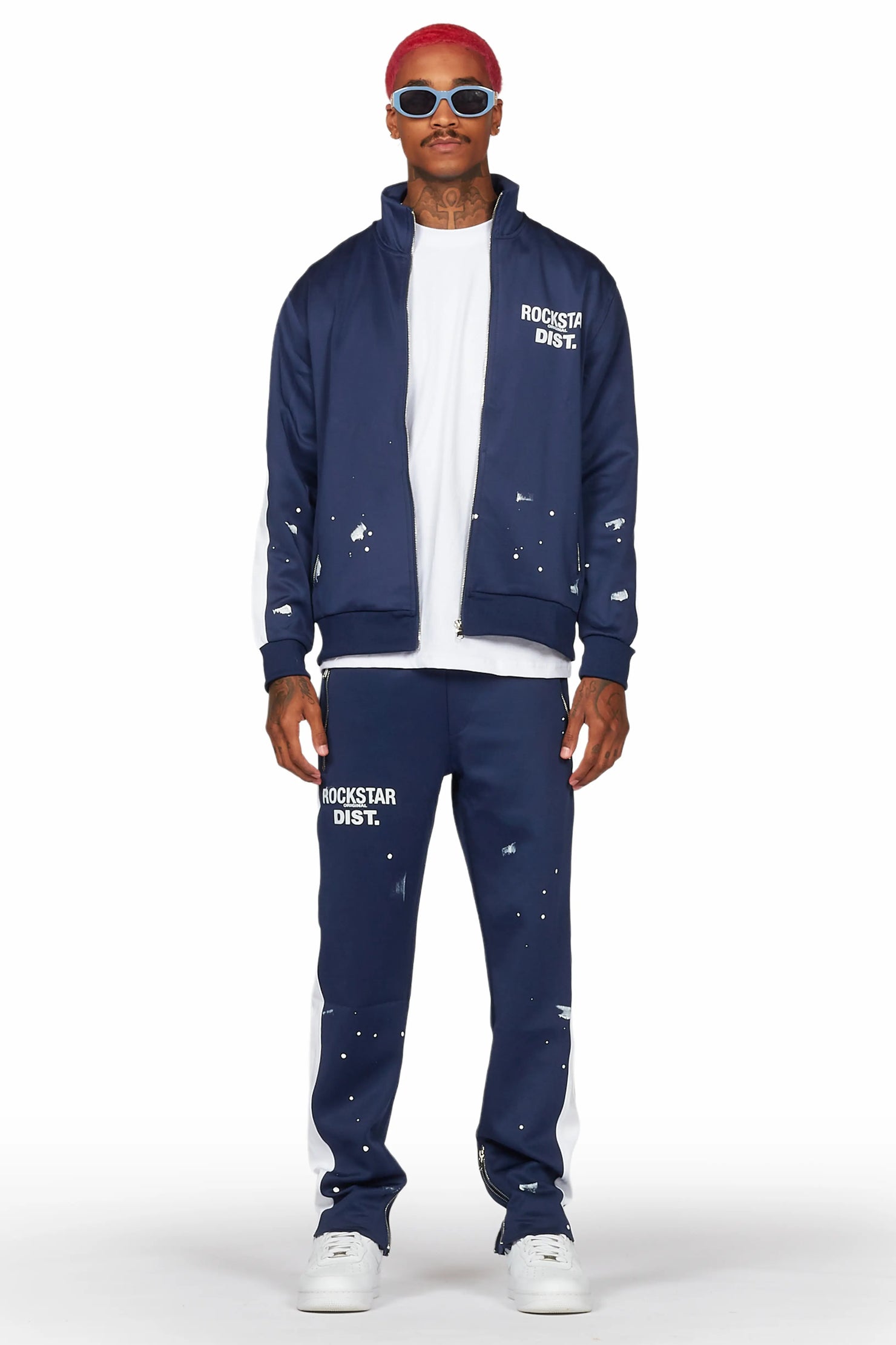 Raffer Navy Tricot Slim Fit Track Set
