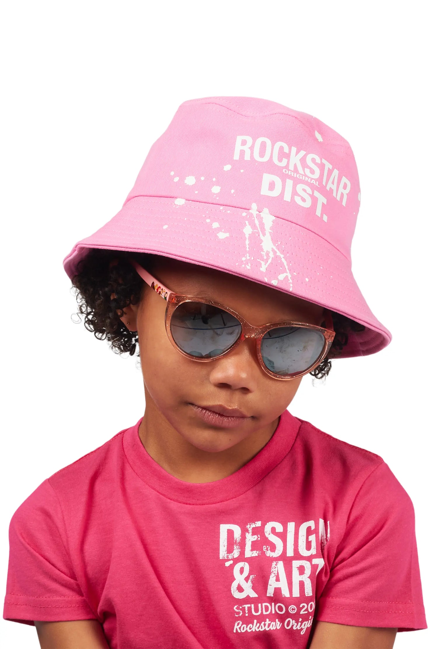 Girls Adana Pink Graphic Bucket Hat