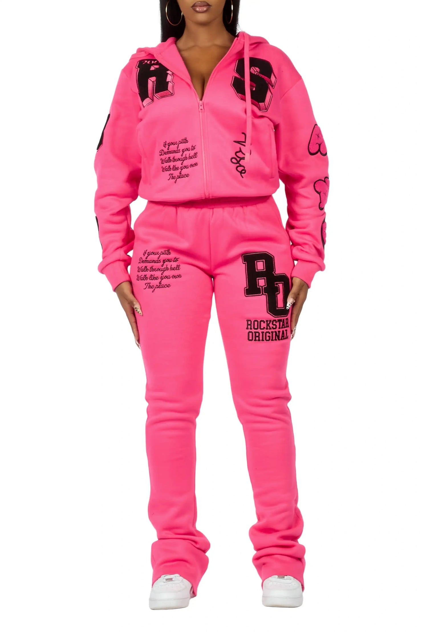 Leslee Pink/Black Super Stacked Track Set