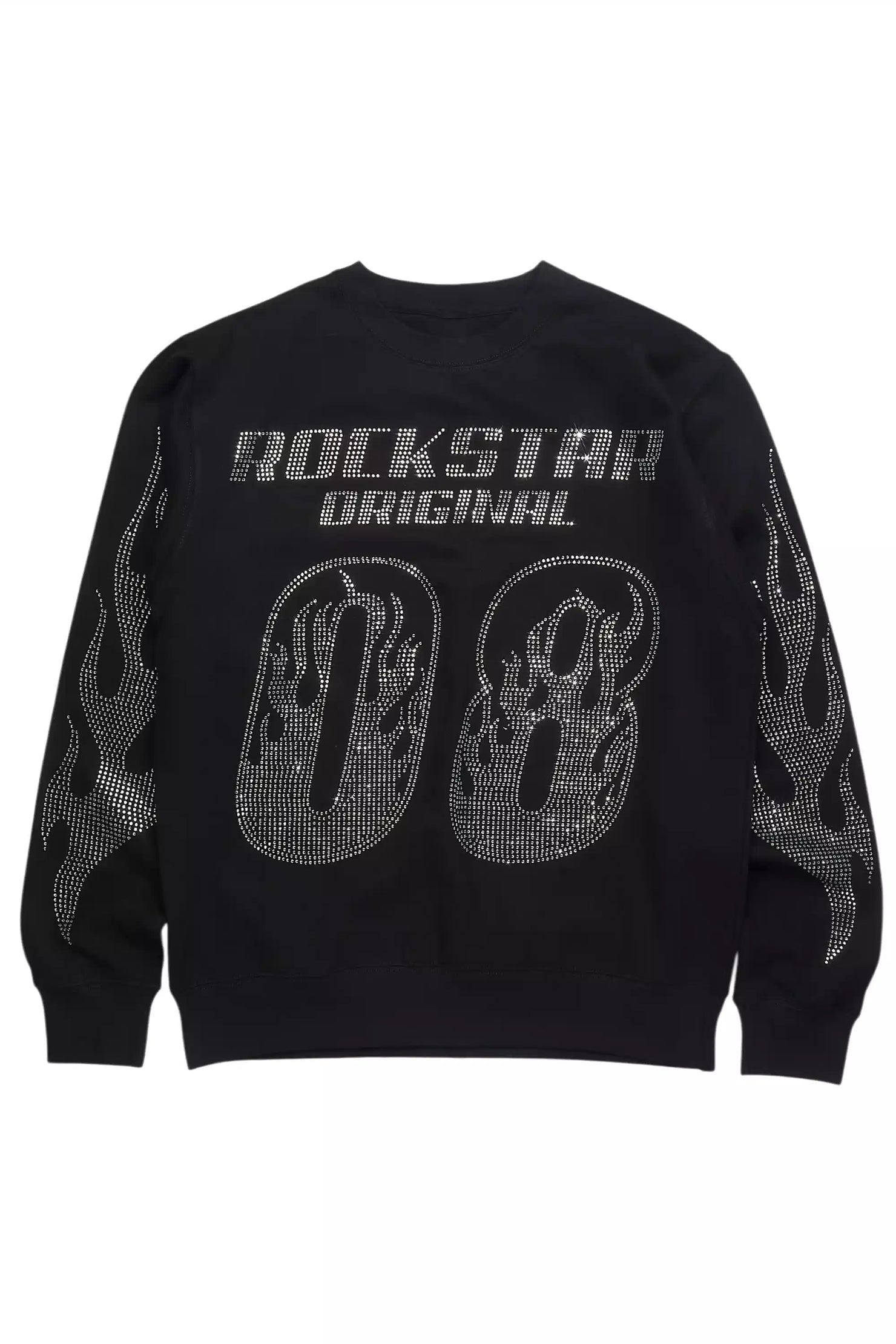 Jahlil Black/Silver Rhinestone Crewneck Sweatshirt