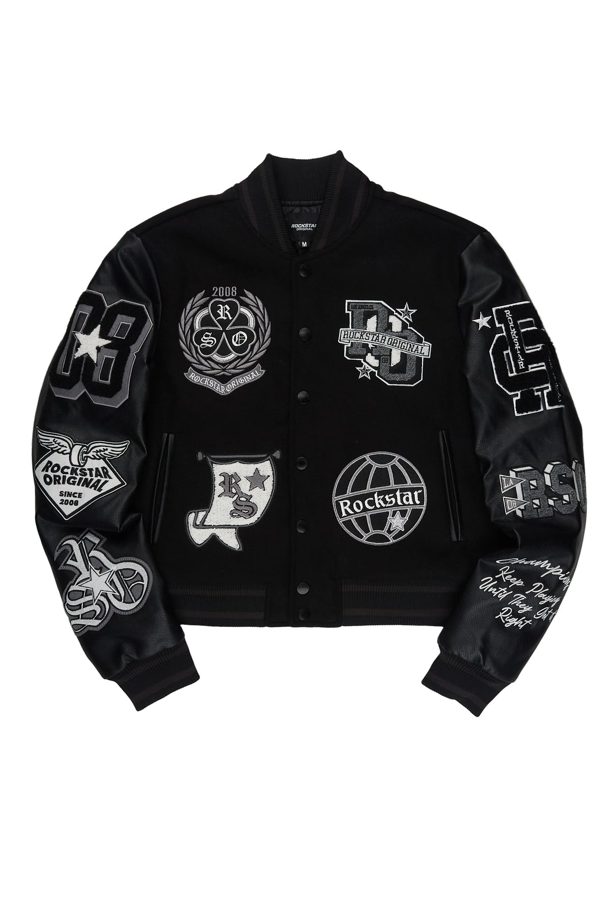 Gliyah Black Oversized Varsity Jacket