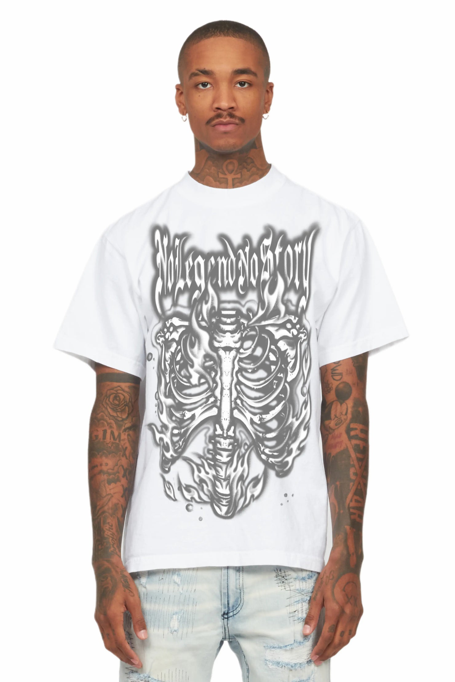 Skelly White Oversized Graphic T-Shirt